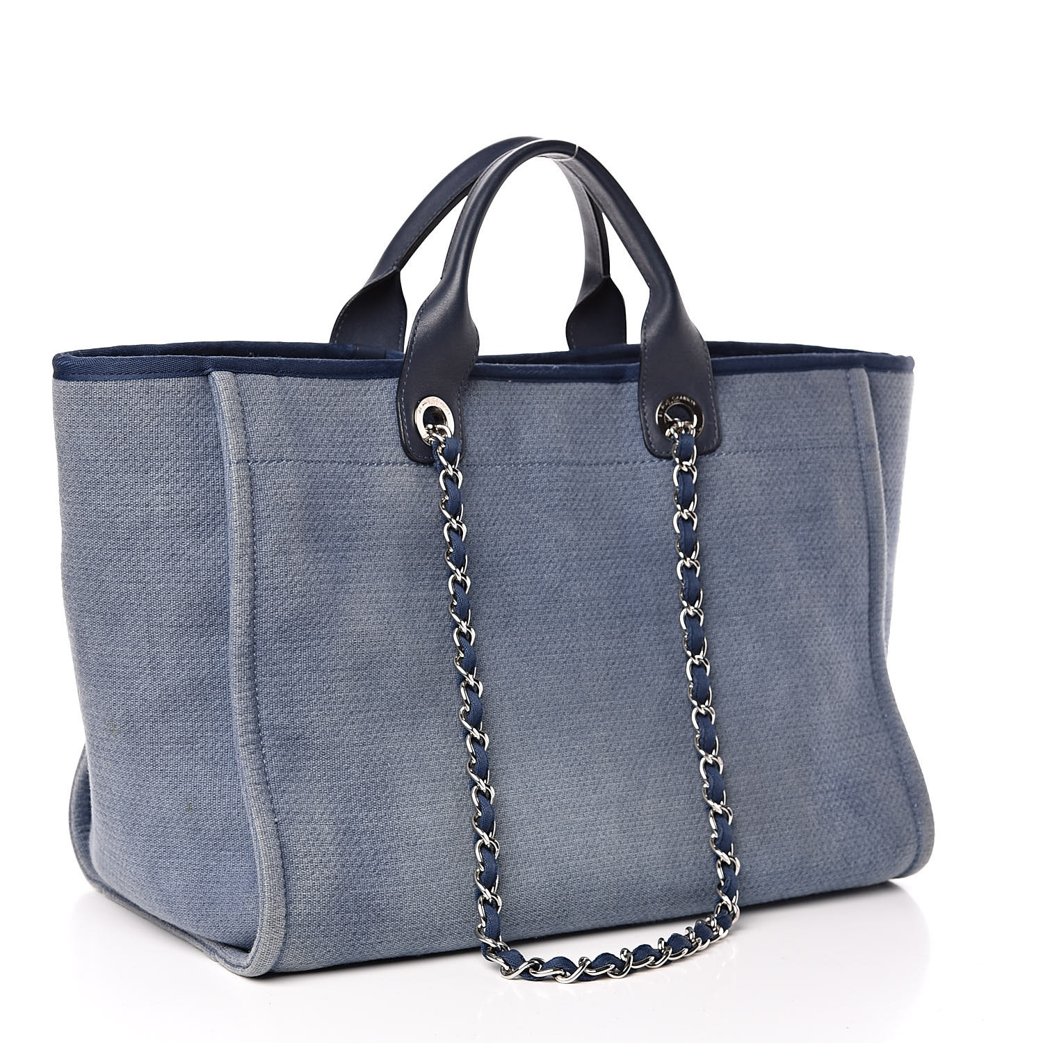 CHANEL Canvas Deauville Large Tote Denim Blue 501854