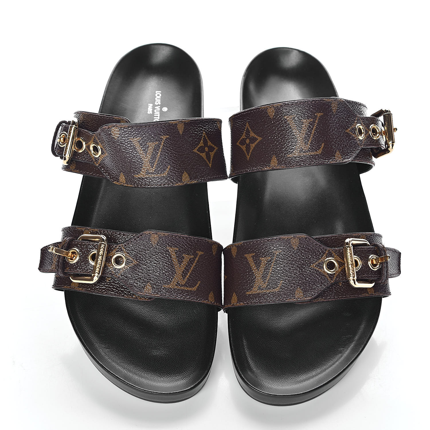 Louis Vuitton Monogram Bom Dia Mule Sandals 38.5 Black