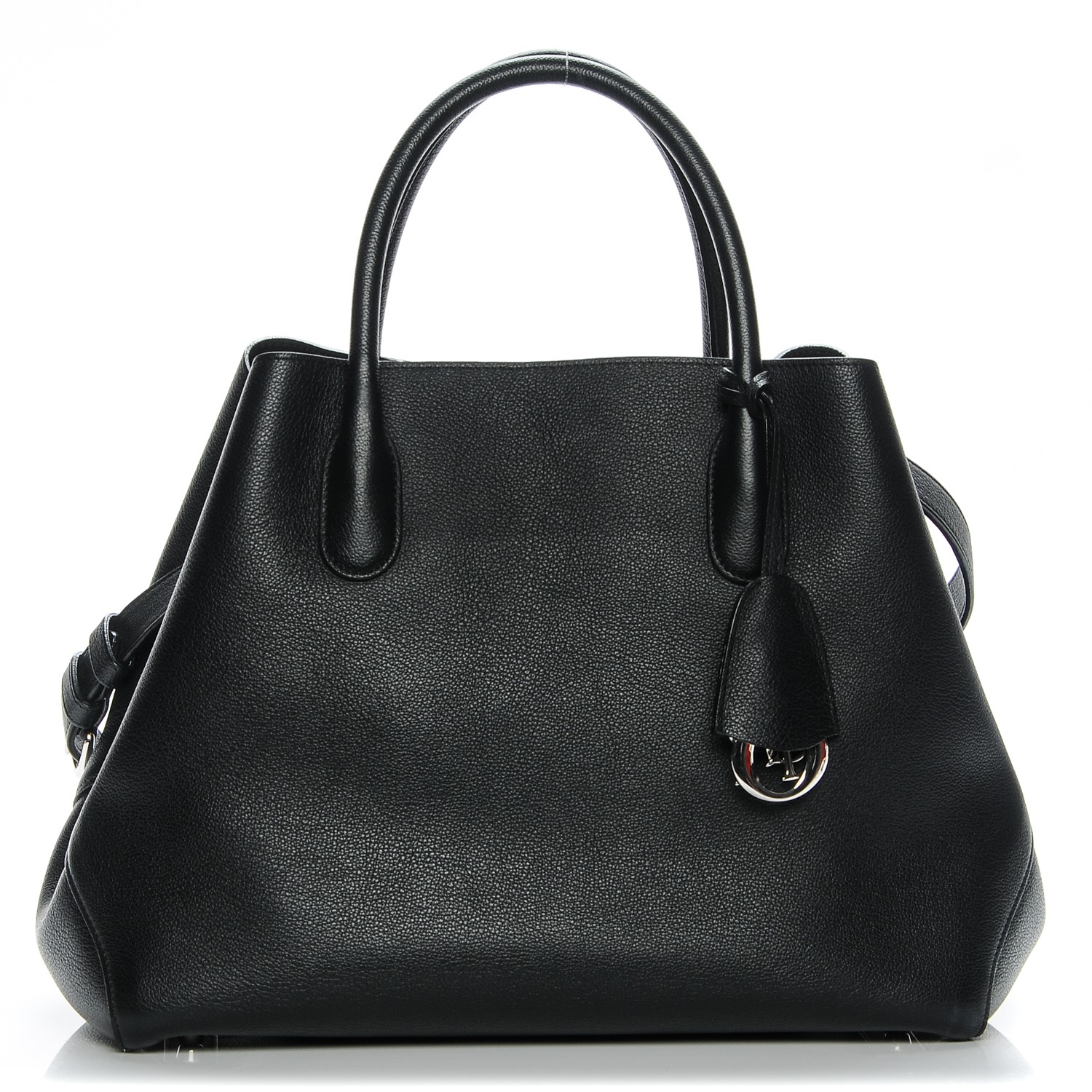CHRISTIAN DIOR Supple Grained Calfskin Large Open Bar Tote Black 195195