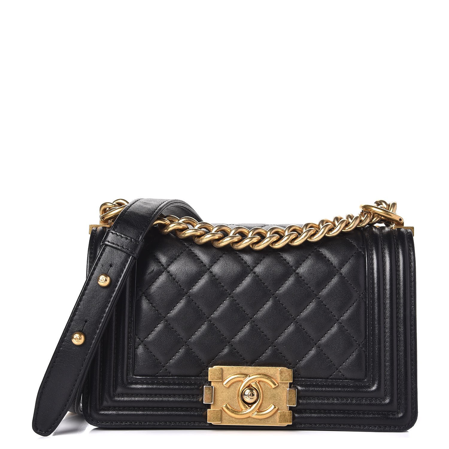 CHANEL Lambskin Quilted Small Boy Flap Black 271964
