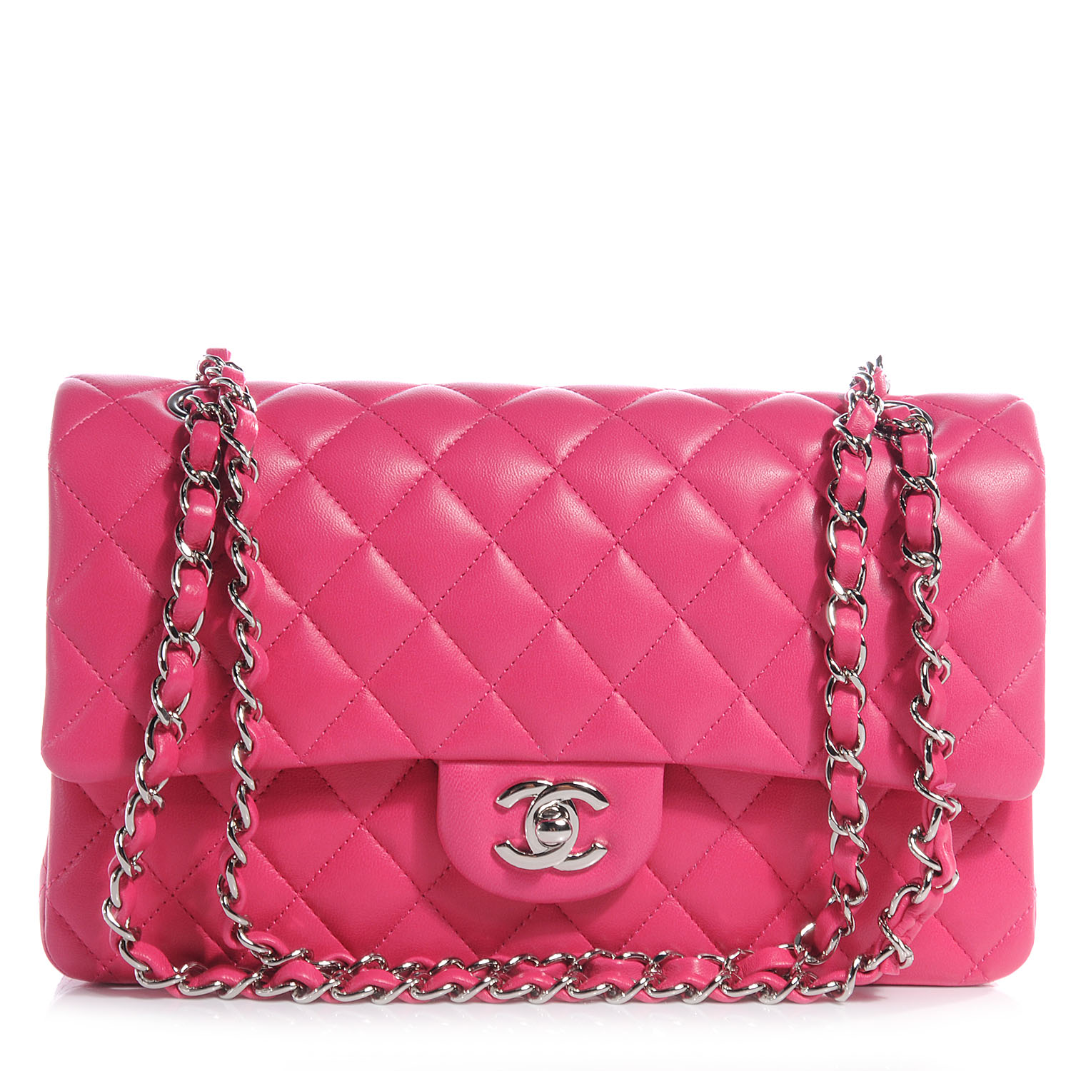 CHANEL Lambskin Medium Double Flap Pink 60158