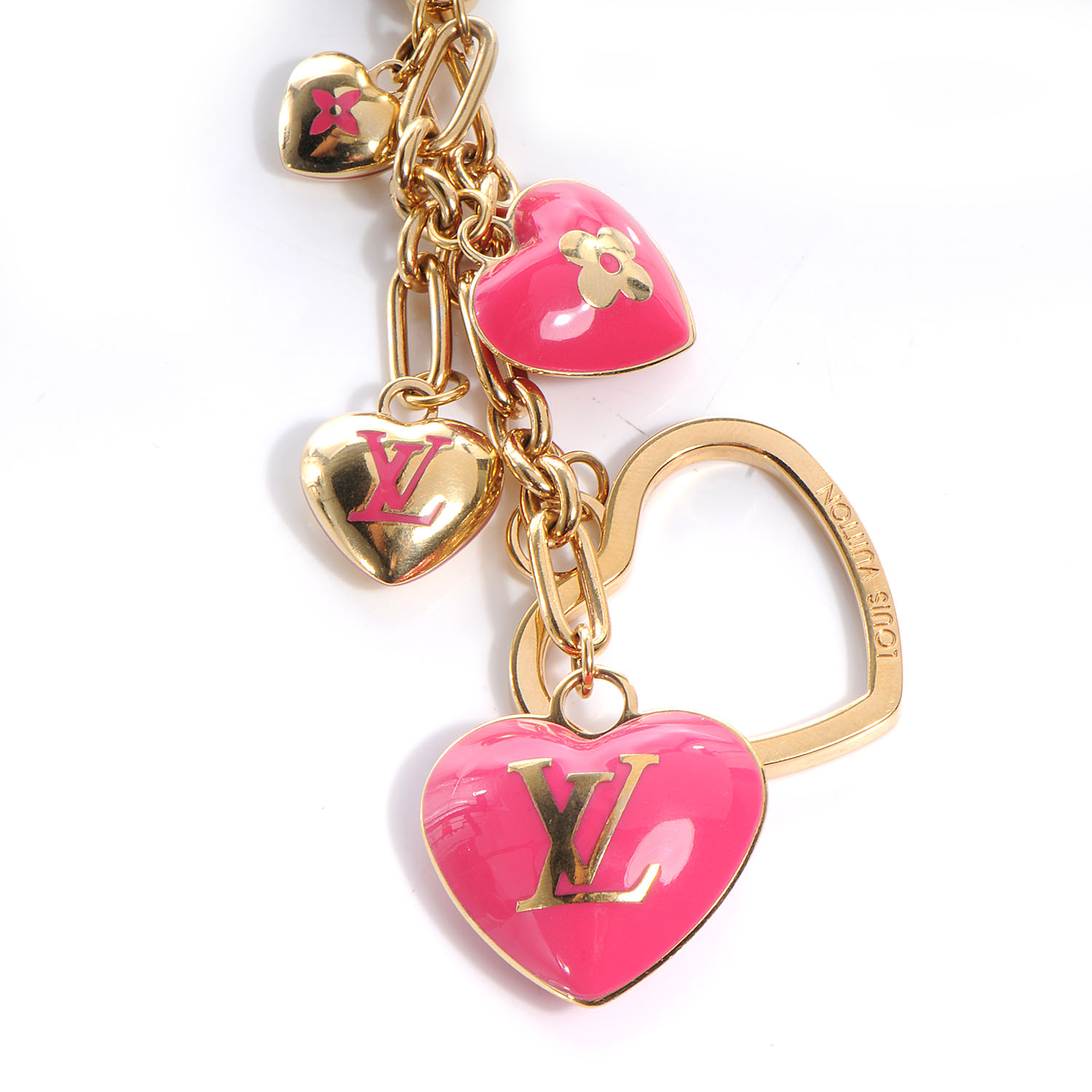 LOUIS VUITTON Coeurs Heart Bag Charm Key Holder Pink 60163