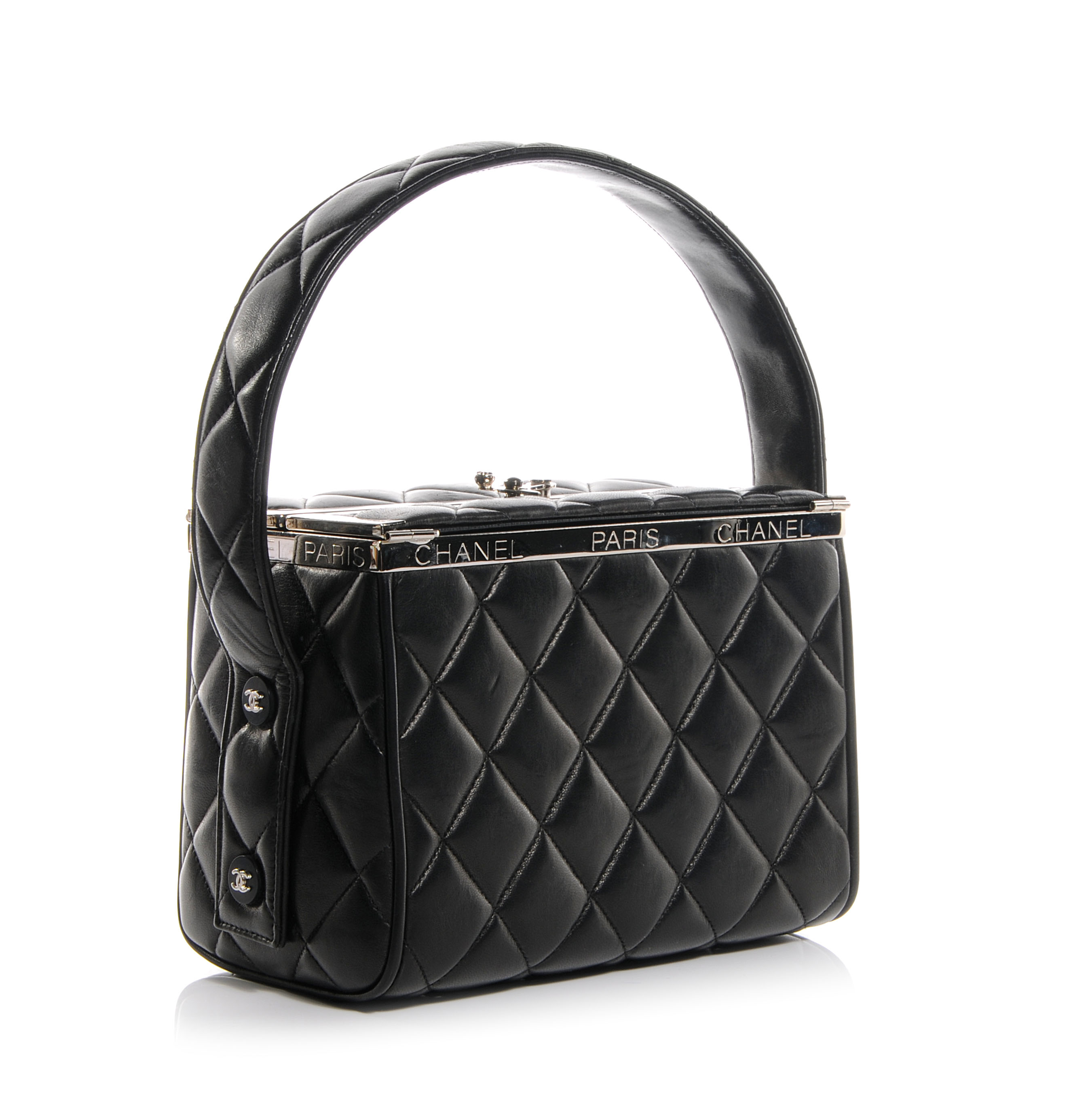 CHANEL Lambskin Quilted Box Bag Black 66628