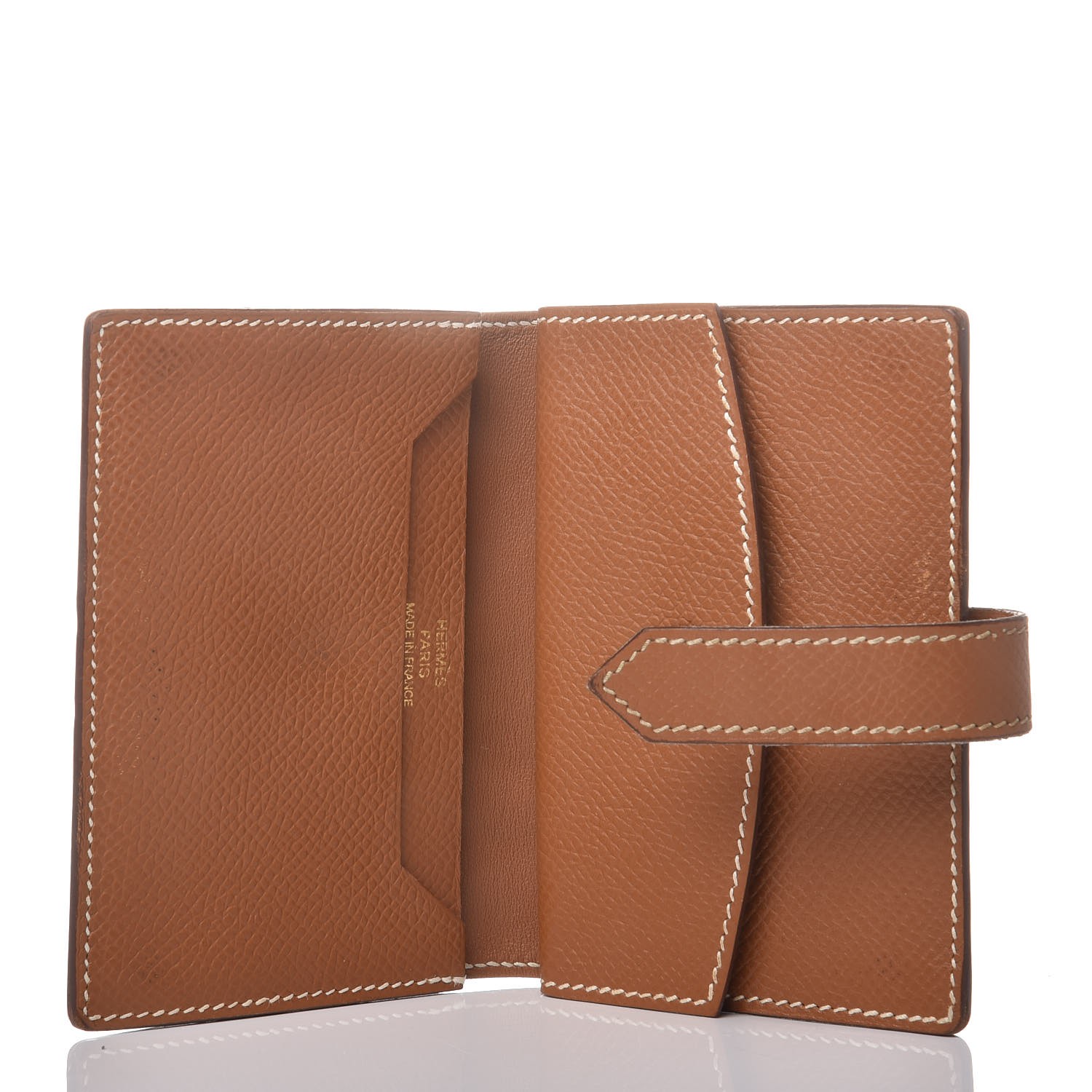 HERMES Epsom Mini Bearn Compact Wallet Gold 340065