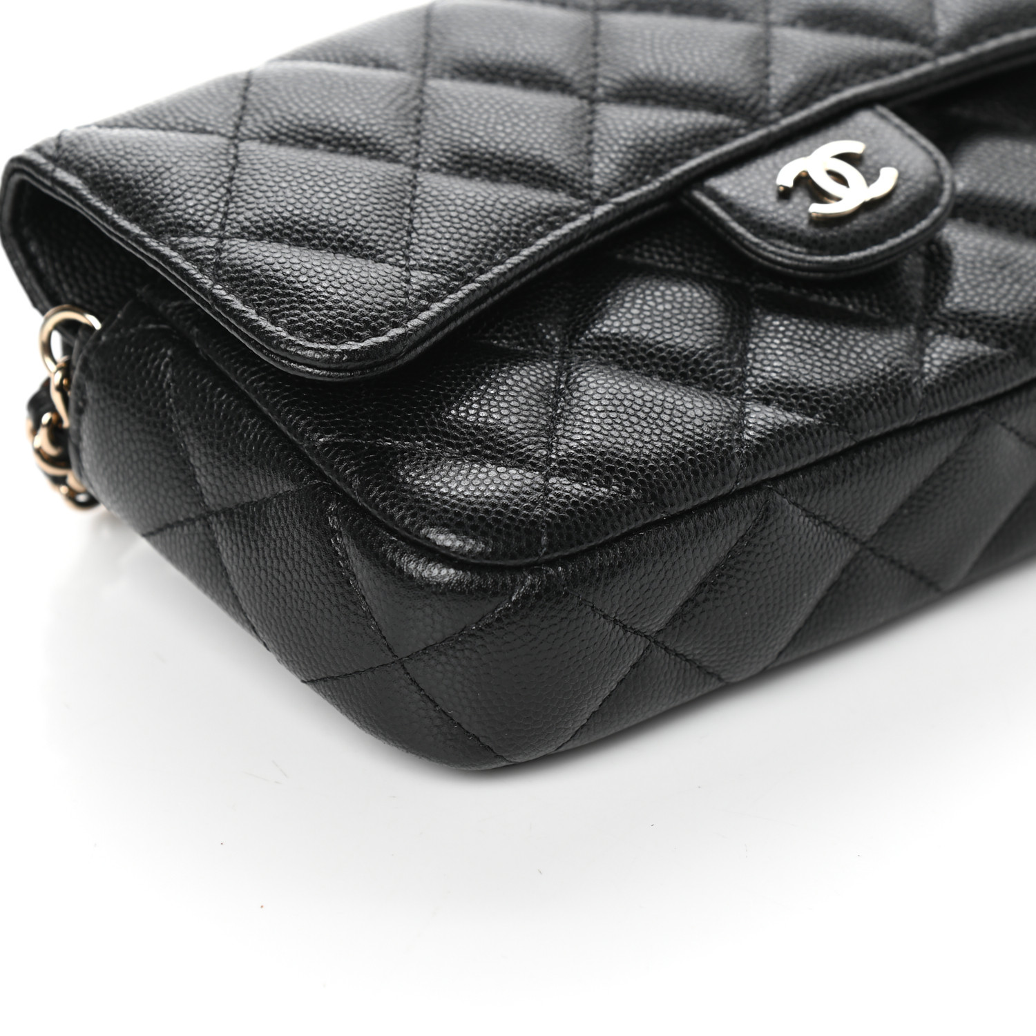 CHANEL Caviar Quilted Flap Phone Holder With Chain Black 791904 ...