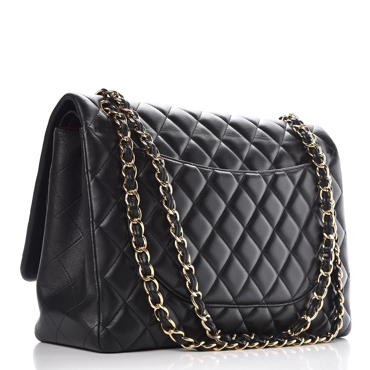 CHANEL Lambskin Quilted Maxi Double Flap Black 354769 | FASHIONPHILE