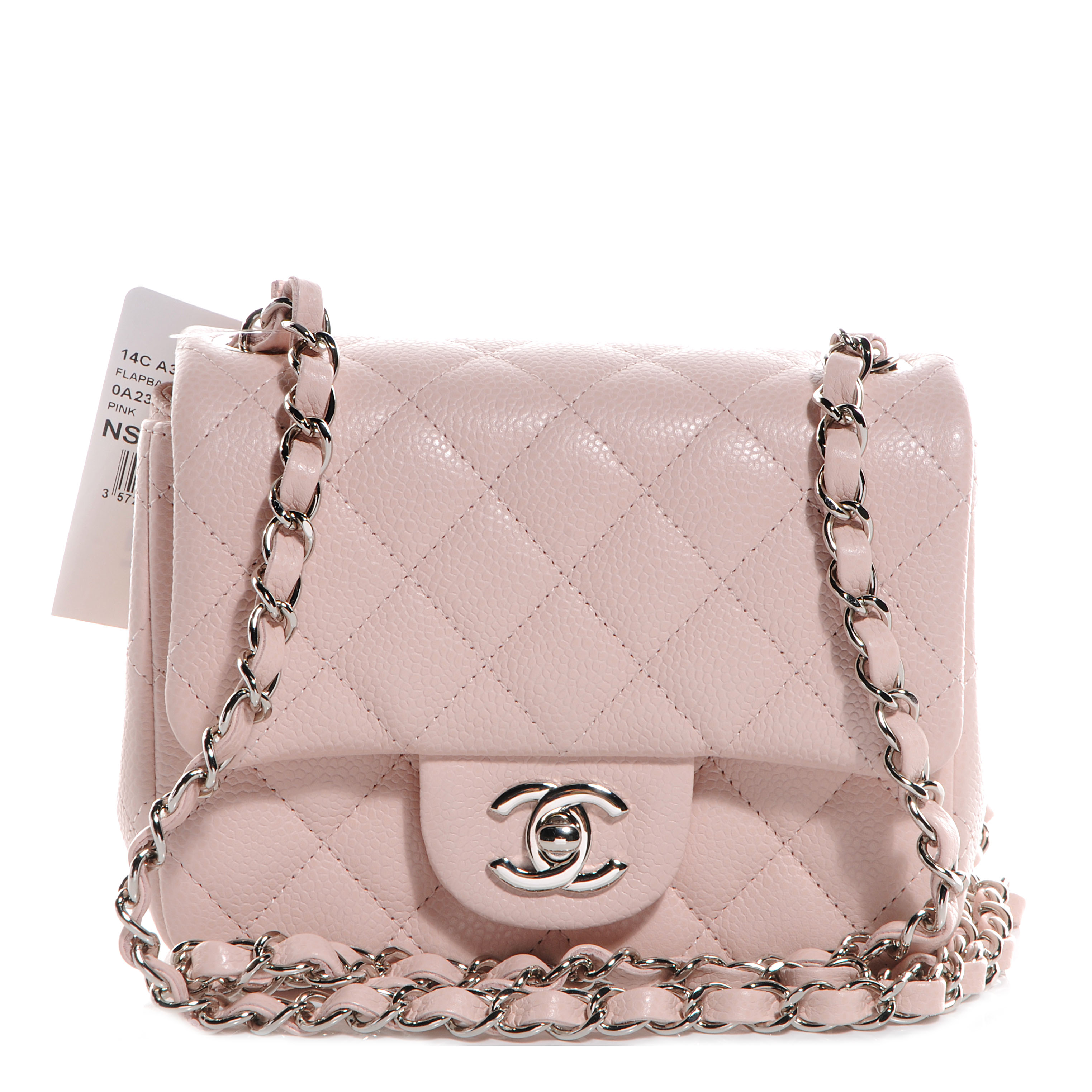 CHANEL Caviar Quilted Mini Square Flap Pink 64221