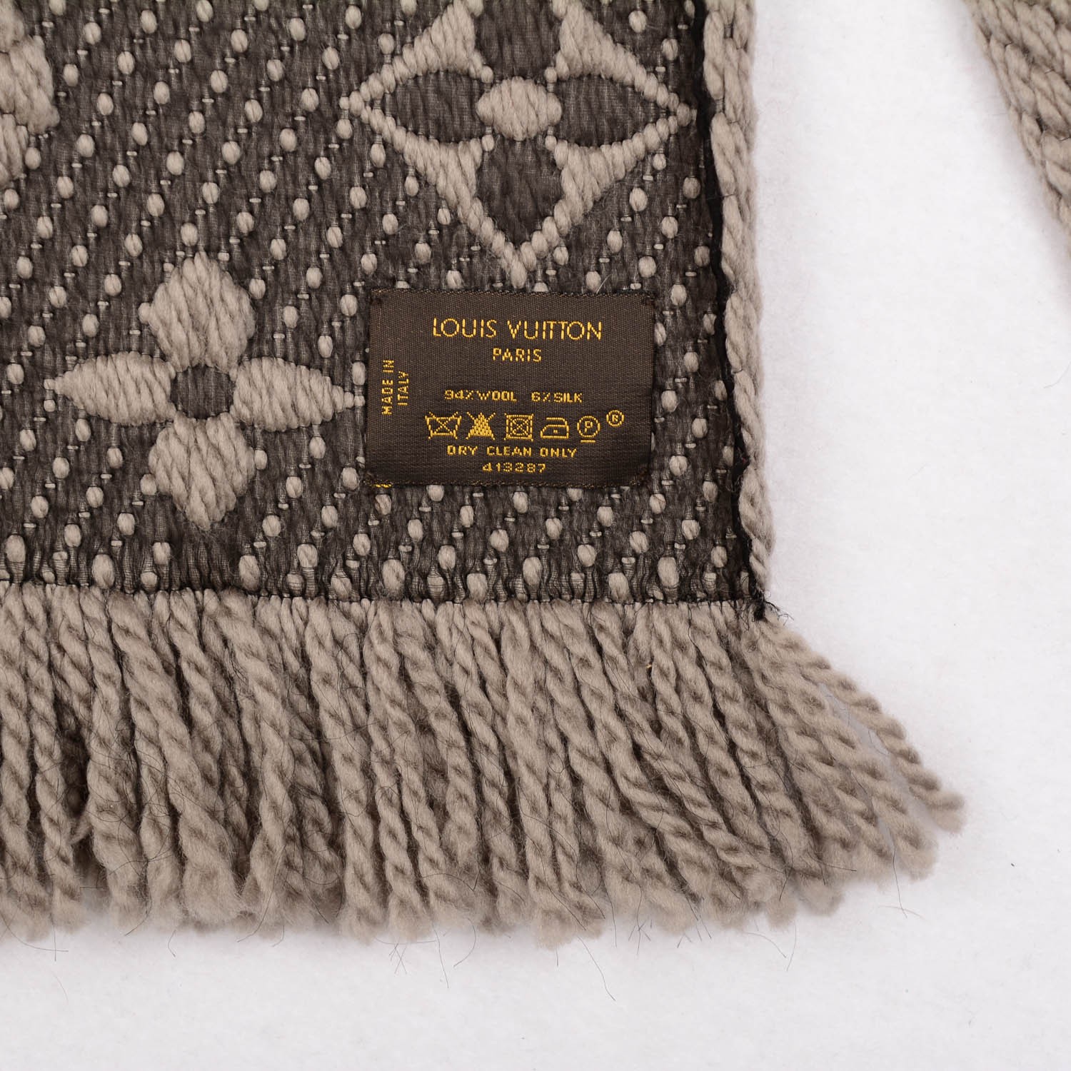 Louis Vuitton Wool Silk Logomania Scarf Verone 117315