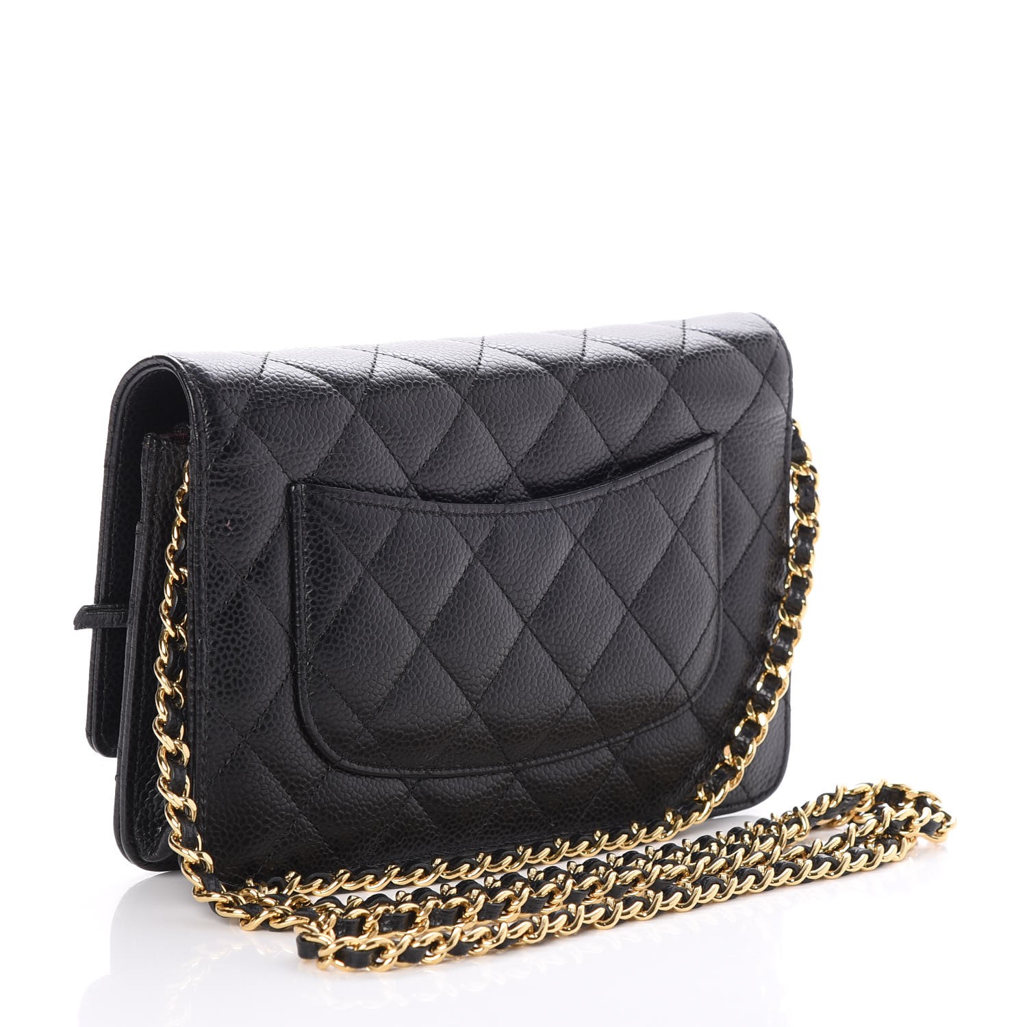 CHANEL Caviar Quilted Wallet On Chain WOC Black 265412
