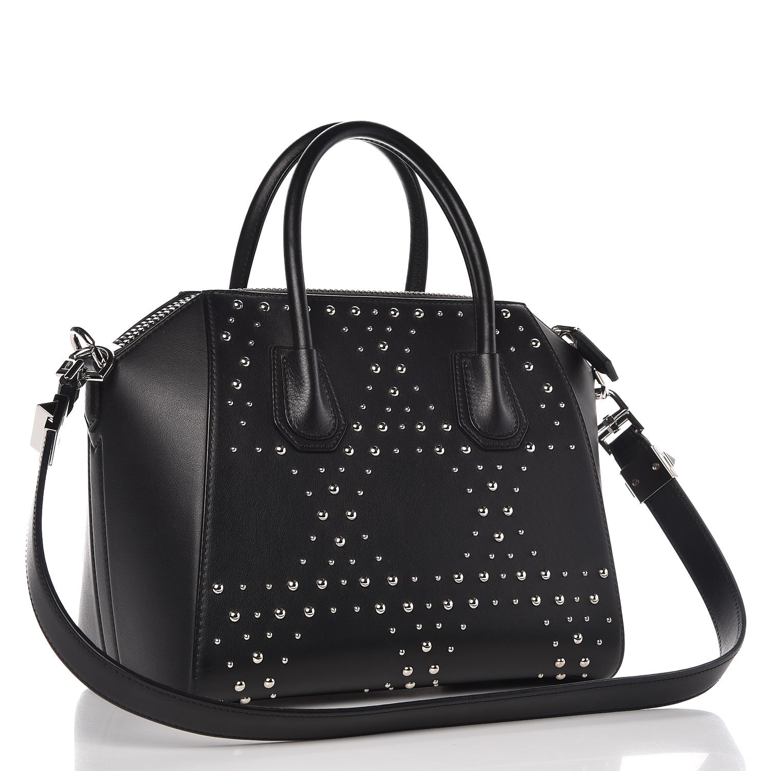 GIVENCHY Smooth Calfskin Small Studded Antigona Black 294258