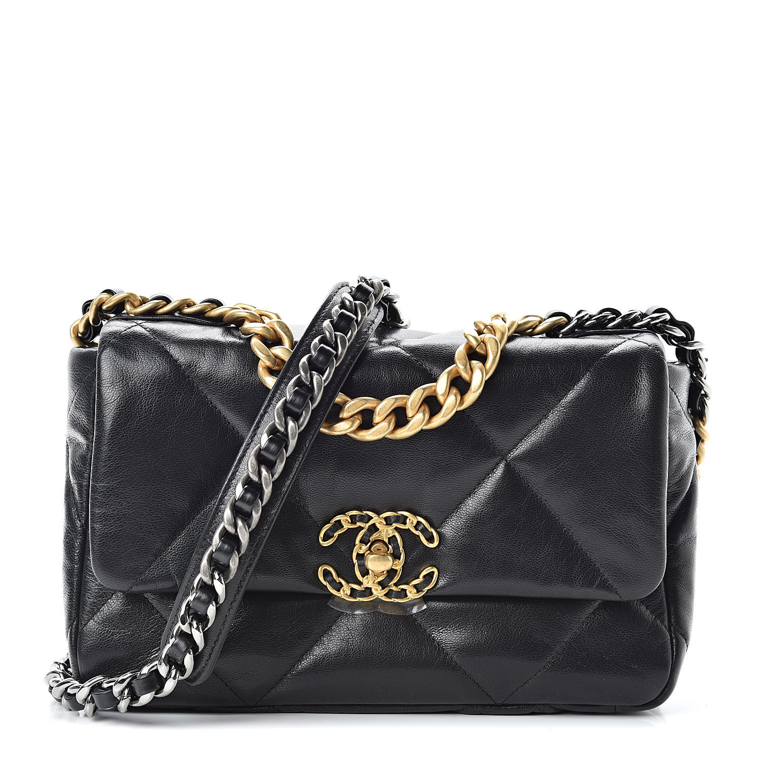 goatskin quilted medium chanel 19 flap black