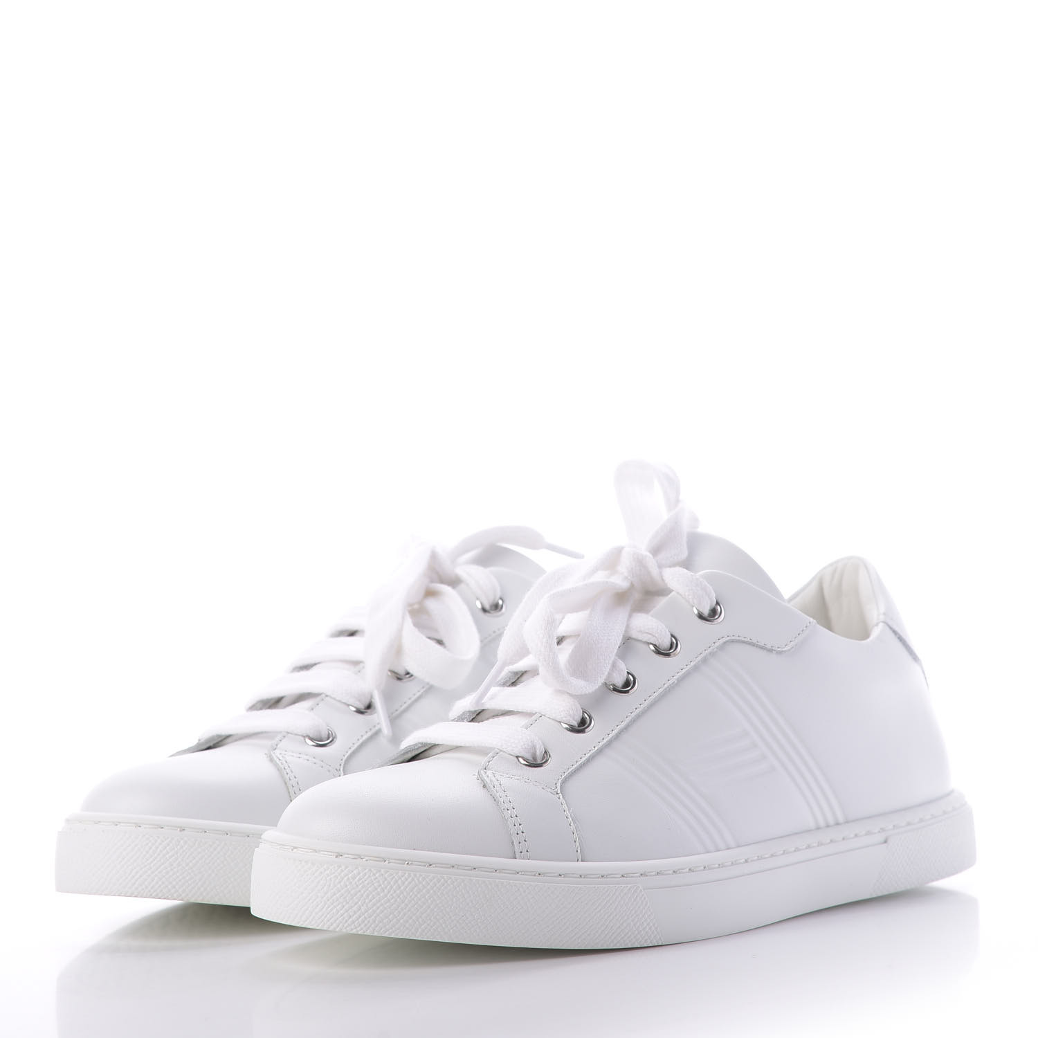 HERMES Calfskin Womens Avantage Sneakers 37.5 White 664170 | FASHIONPHILE