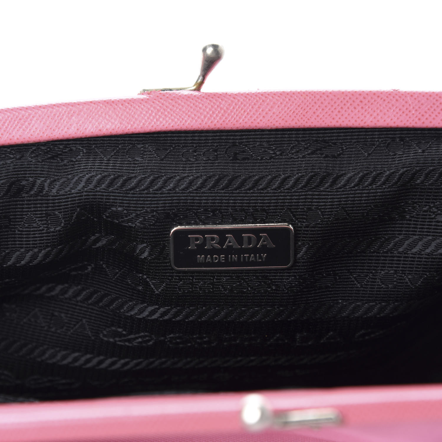 PRADA Tessuto Nylon Saffiano Kisslock Shoulder Bag Rosa 663619 ...