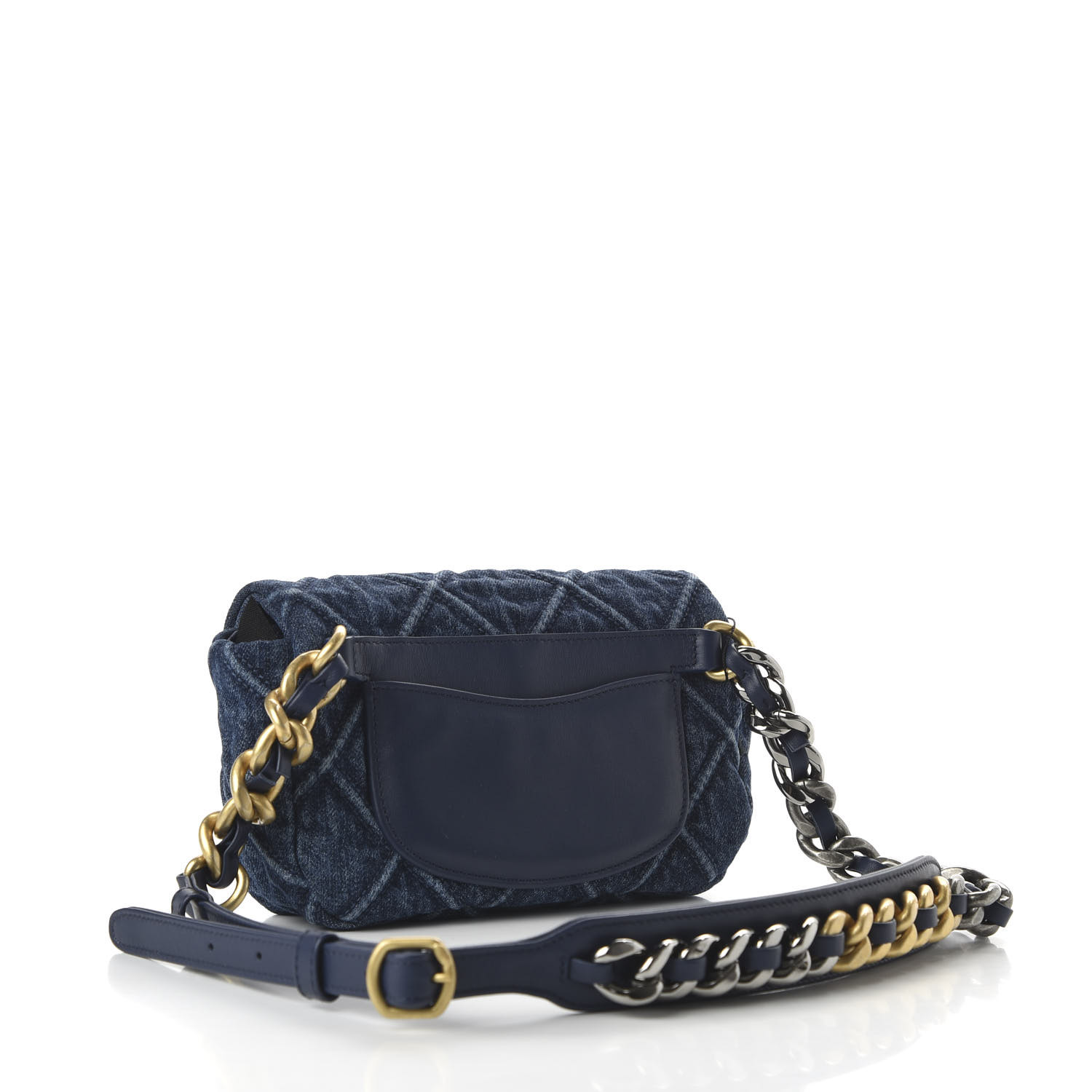 CHANEL Denim Quilted Chanel 19 Belt Bag Blue 731908 | FASHIONPHILE