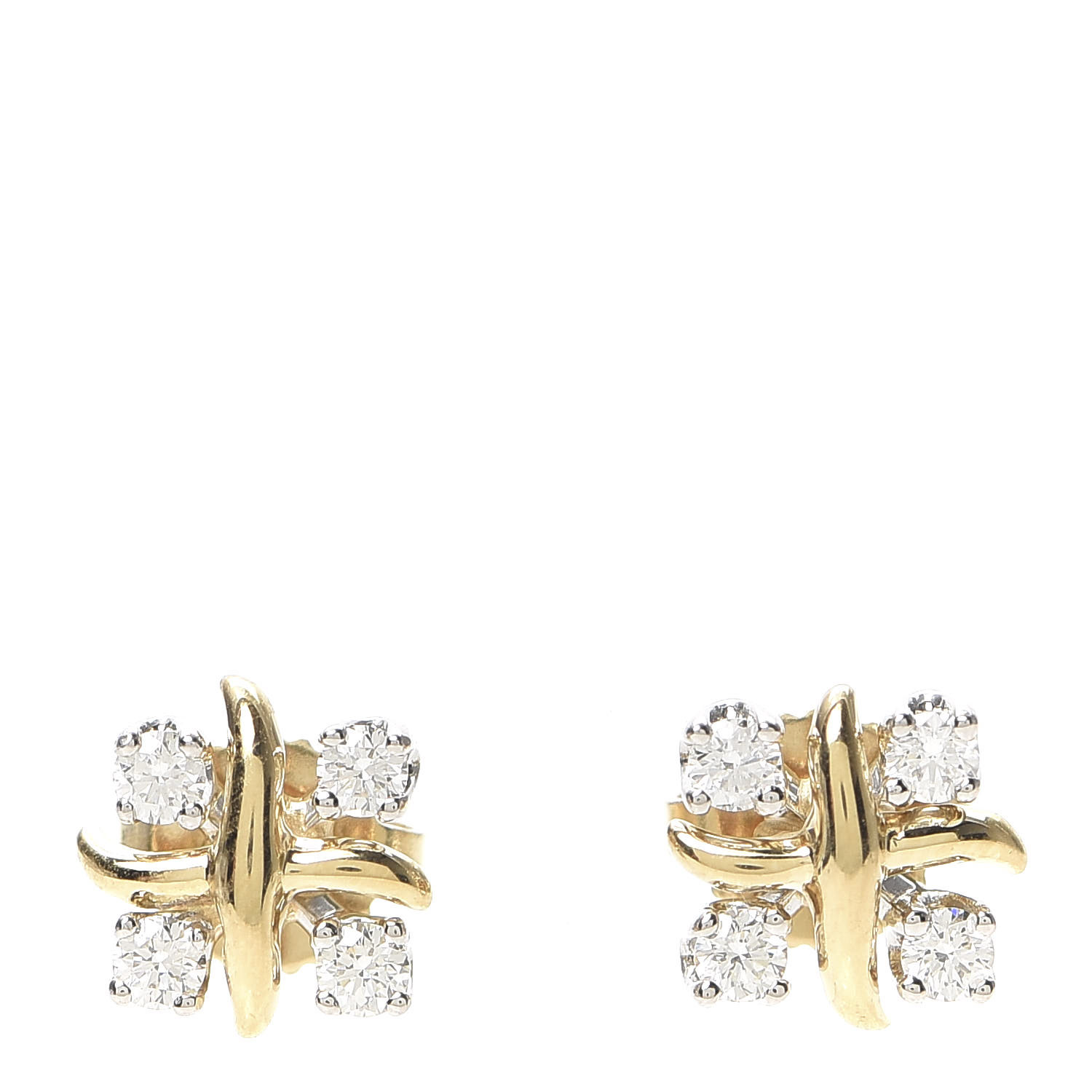 TIFFANY Platinum 18K Yellow Gold Diamond Schlumberger Lynn Earrings ...