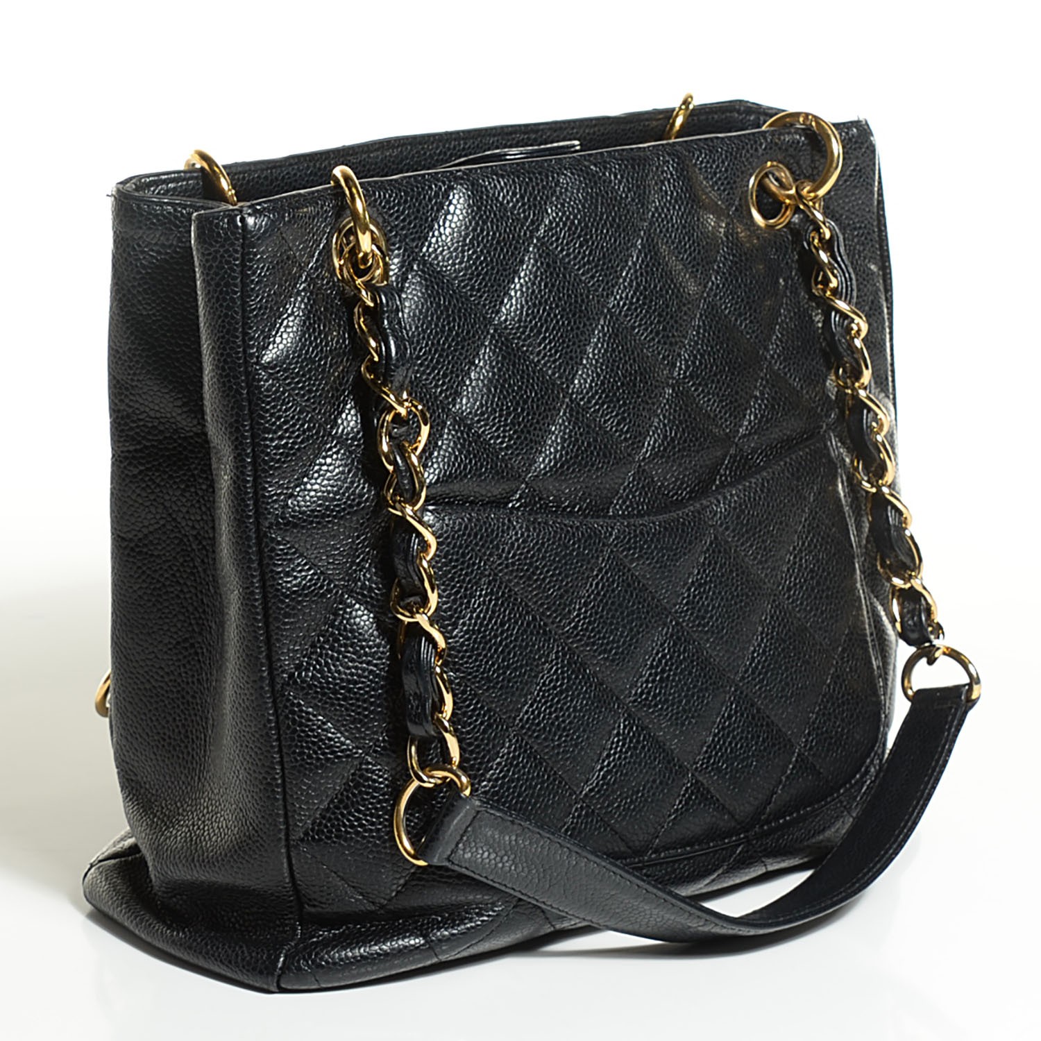 CHANEL Caviar Quilted Petit Shopping Tote PST Black 104371 | FASHIONPHILE