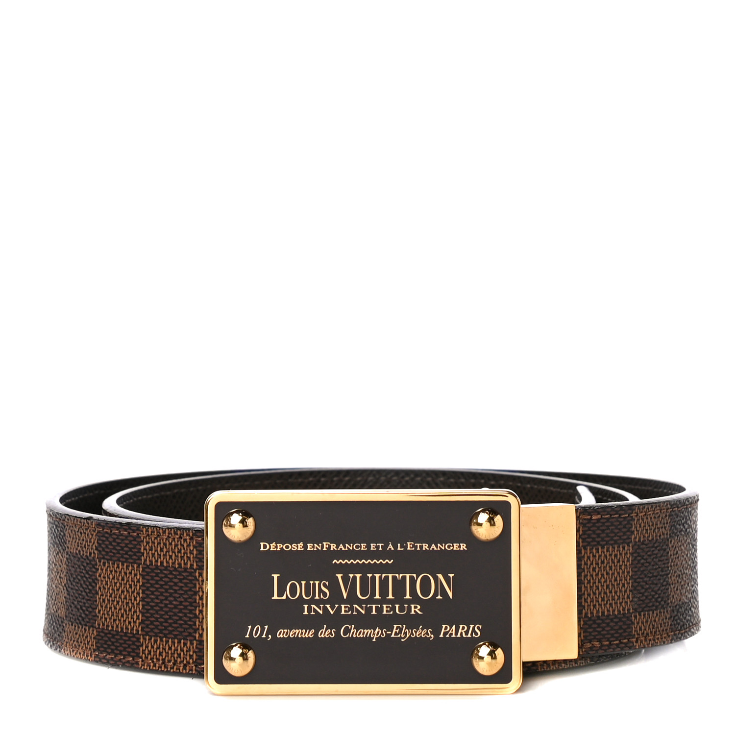 Louis Vuitton Vintage - Damier Ebene Inventeur Belt - Brown Gold - Leather  Belt - Luxury High Quality - Avvenice