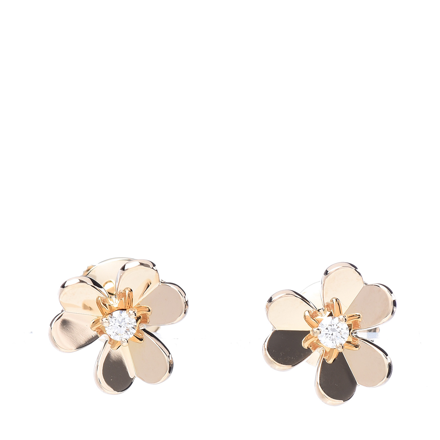 VAN CLEEF & ARPELS 18K Yellow Gold Diamond Mini Frivole Earrings 507164
