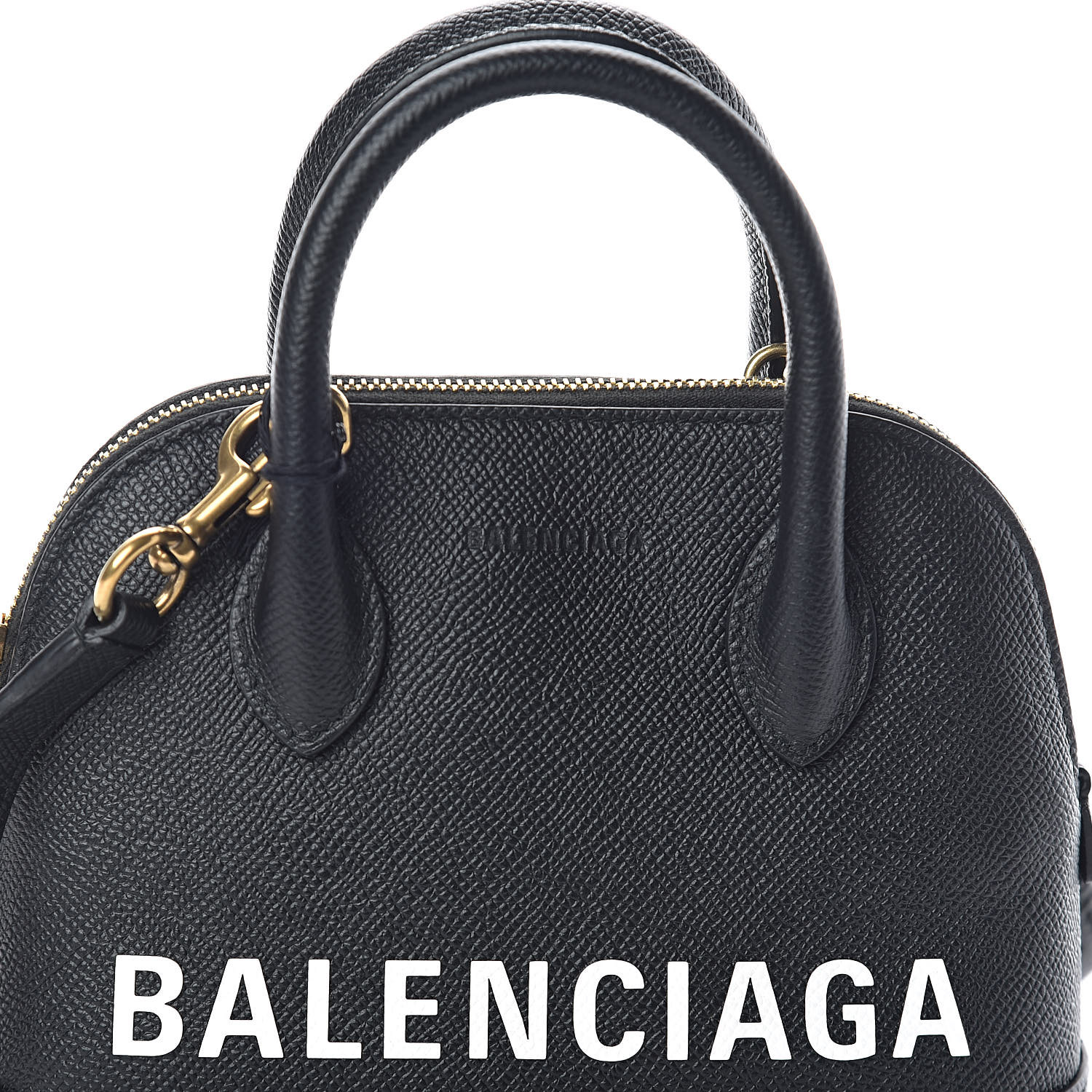 BALENCIAGA Grained Calfskin Ville Top Handle Bag XXS Black 508108