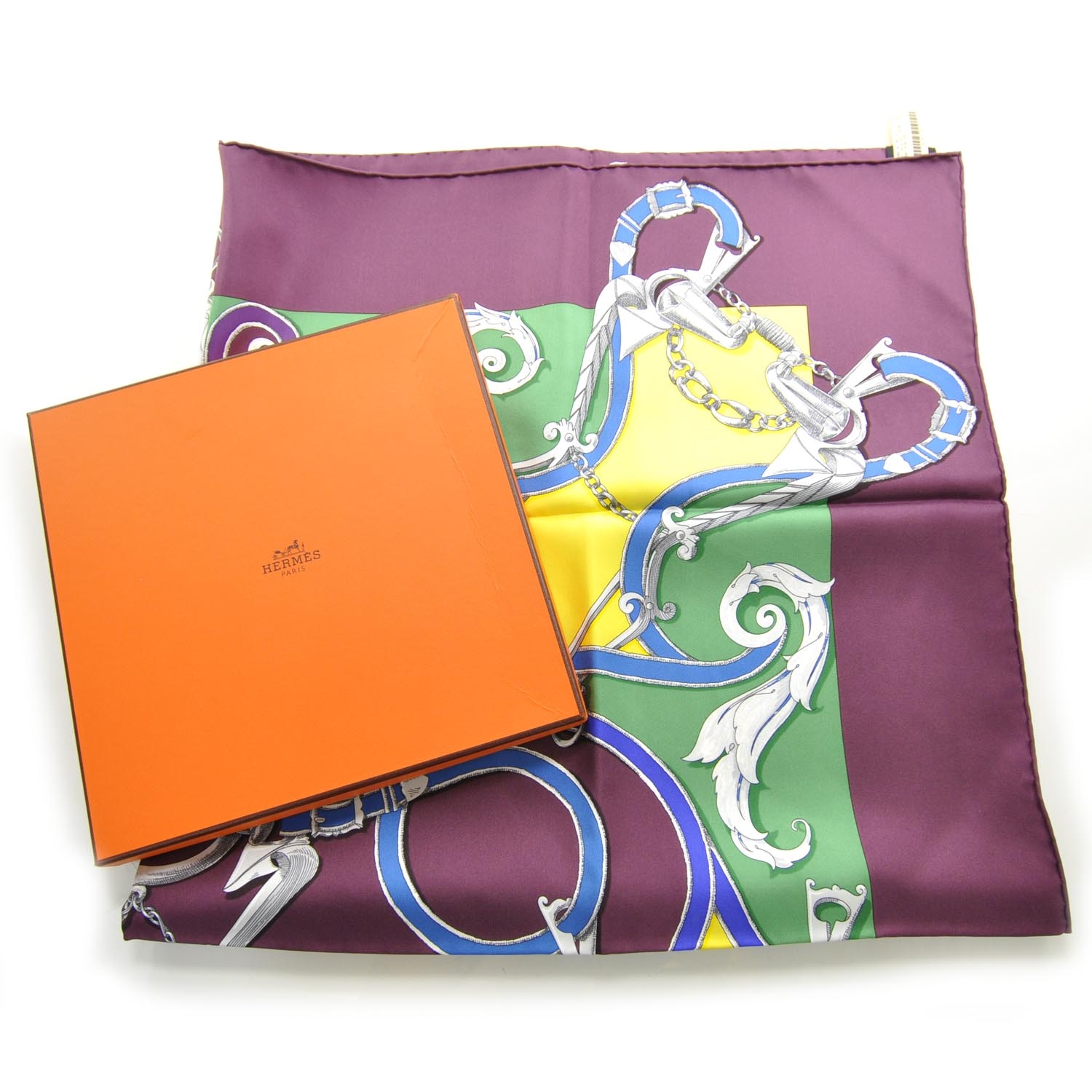 HERMES Silk L Instruction Du Roy Scarf 90 27408