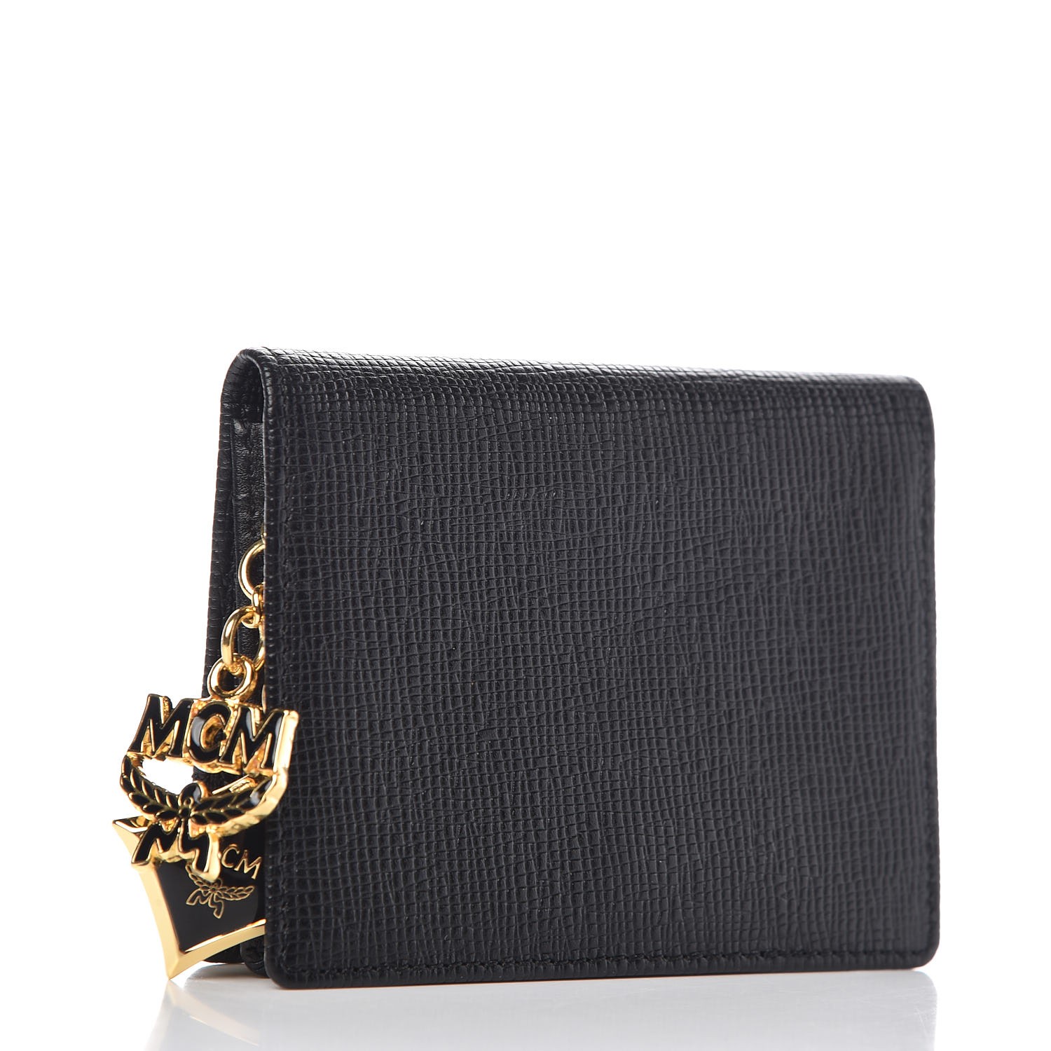 MCM Calfskin Embellished Card Holder Black 301430