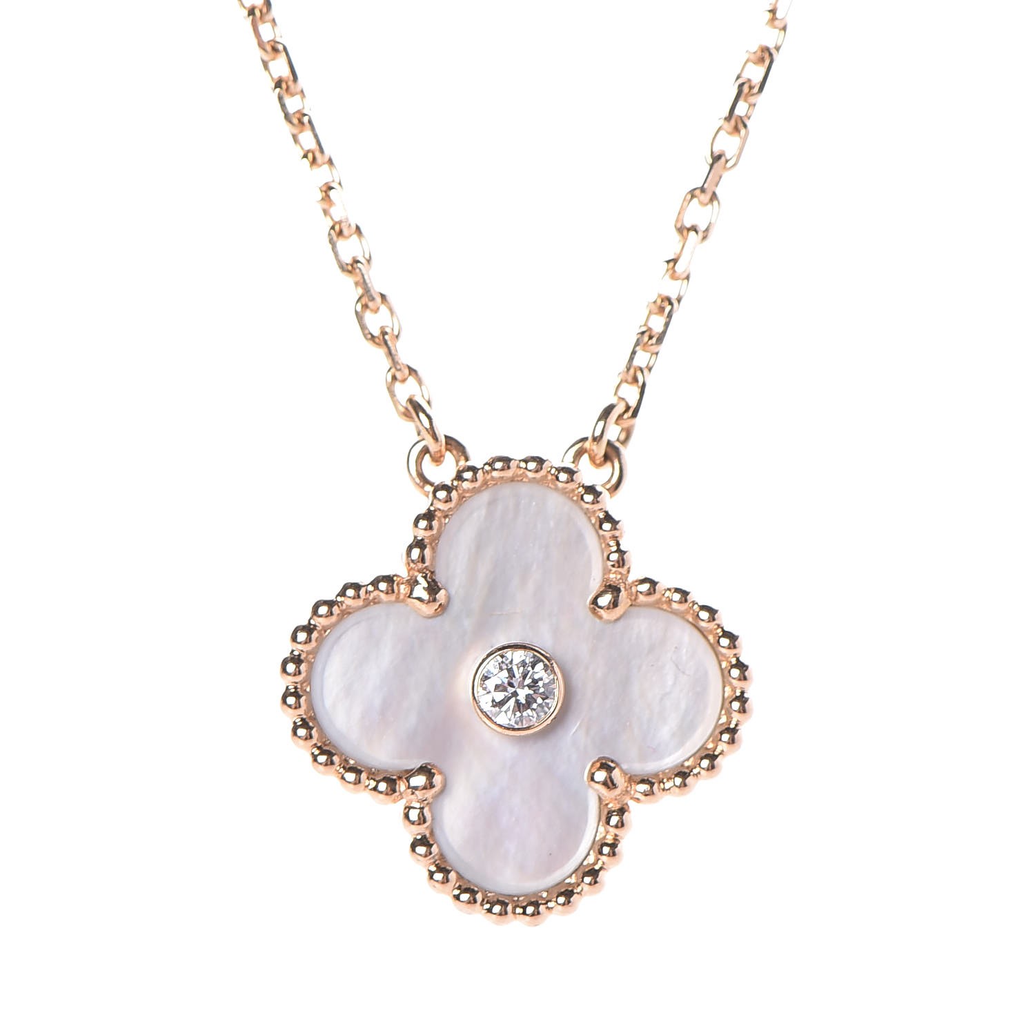 VAN CLEEF & ARPELS 18K Pink Gold Mother of Pearl Diamond Vintage ...