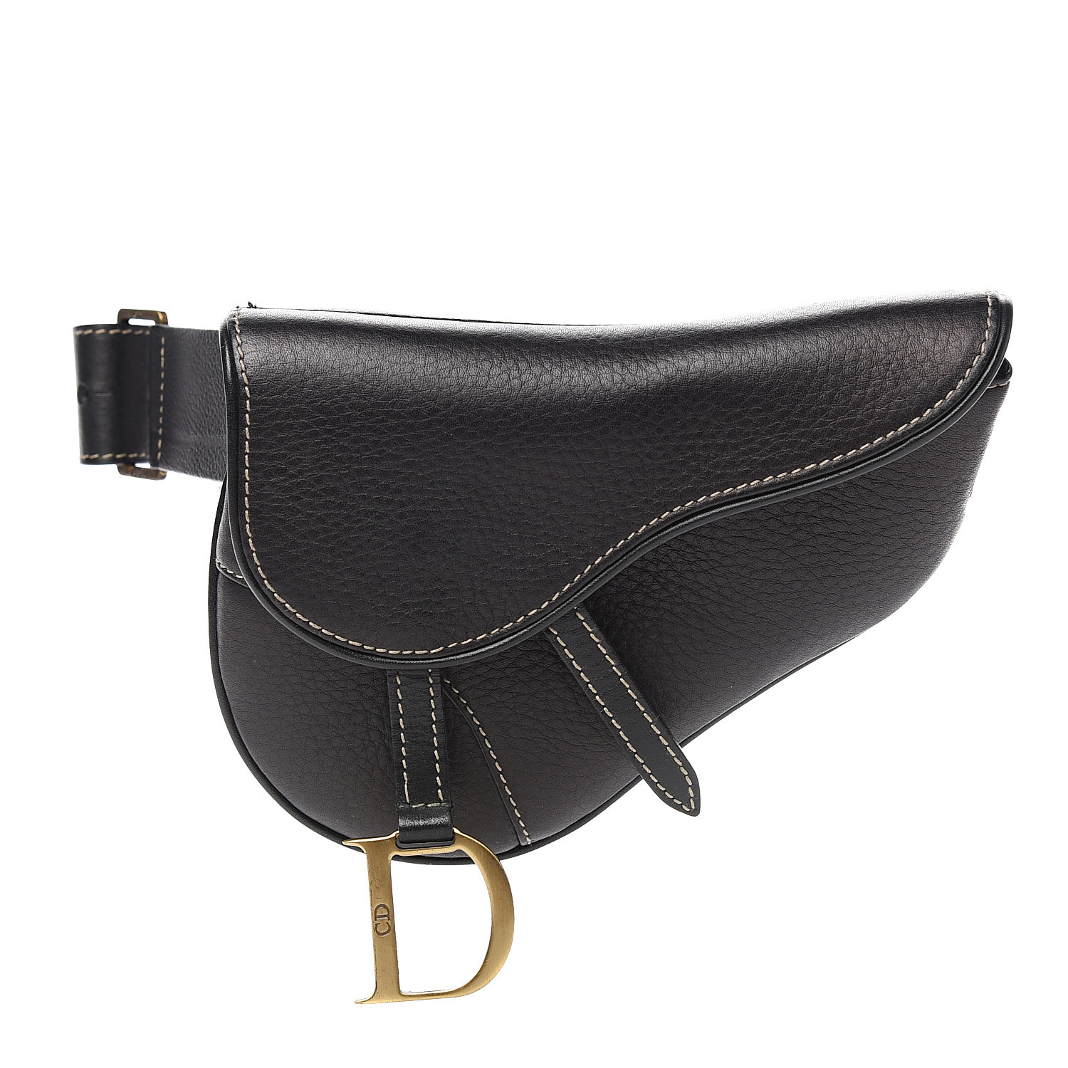 saddle bag black grained calfskin