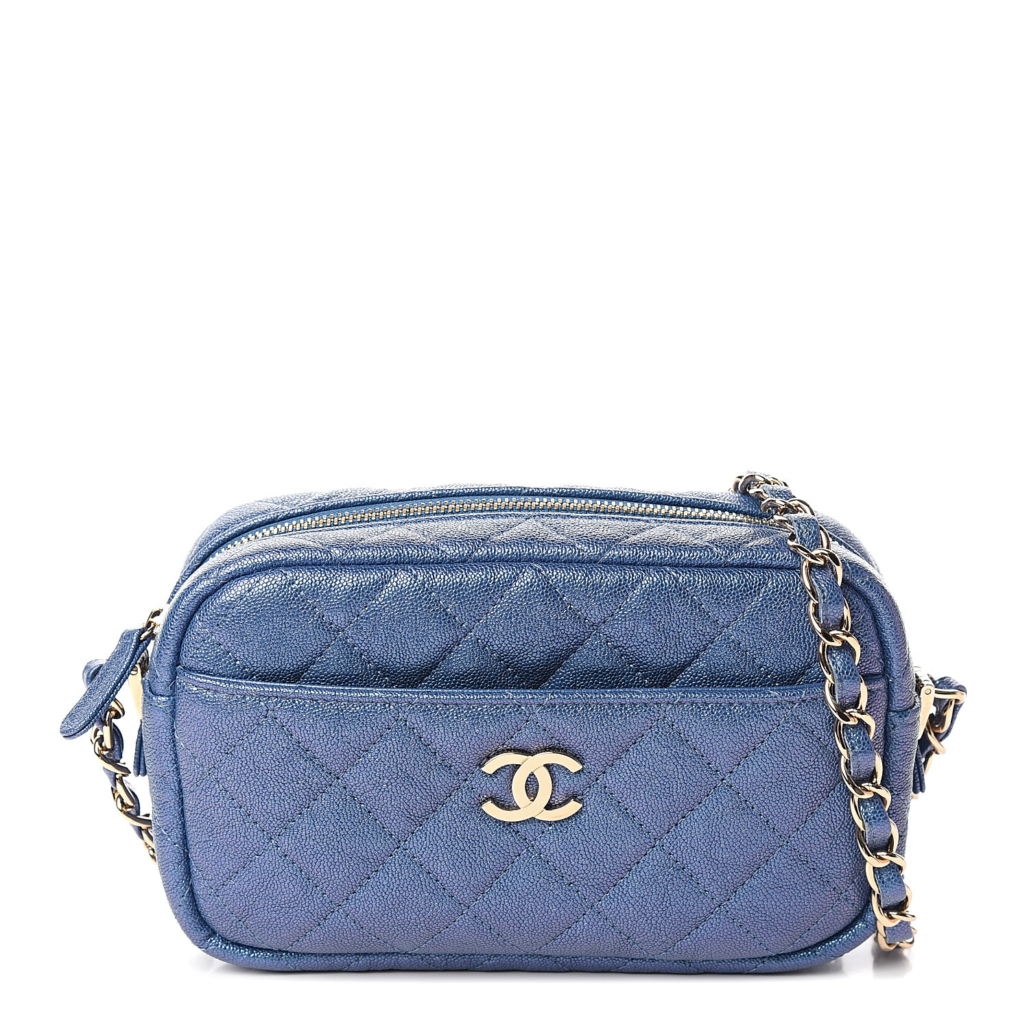 chanel blue camera bag