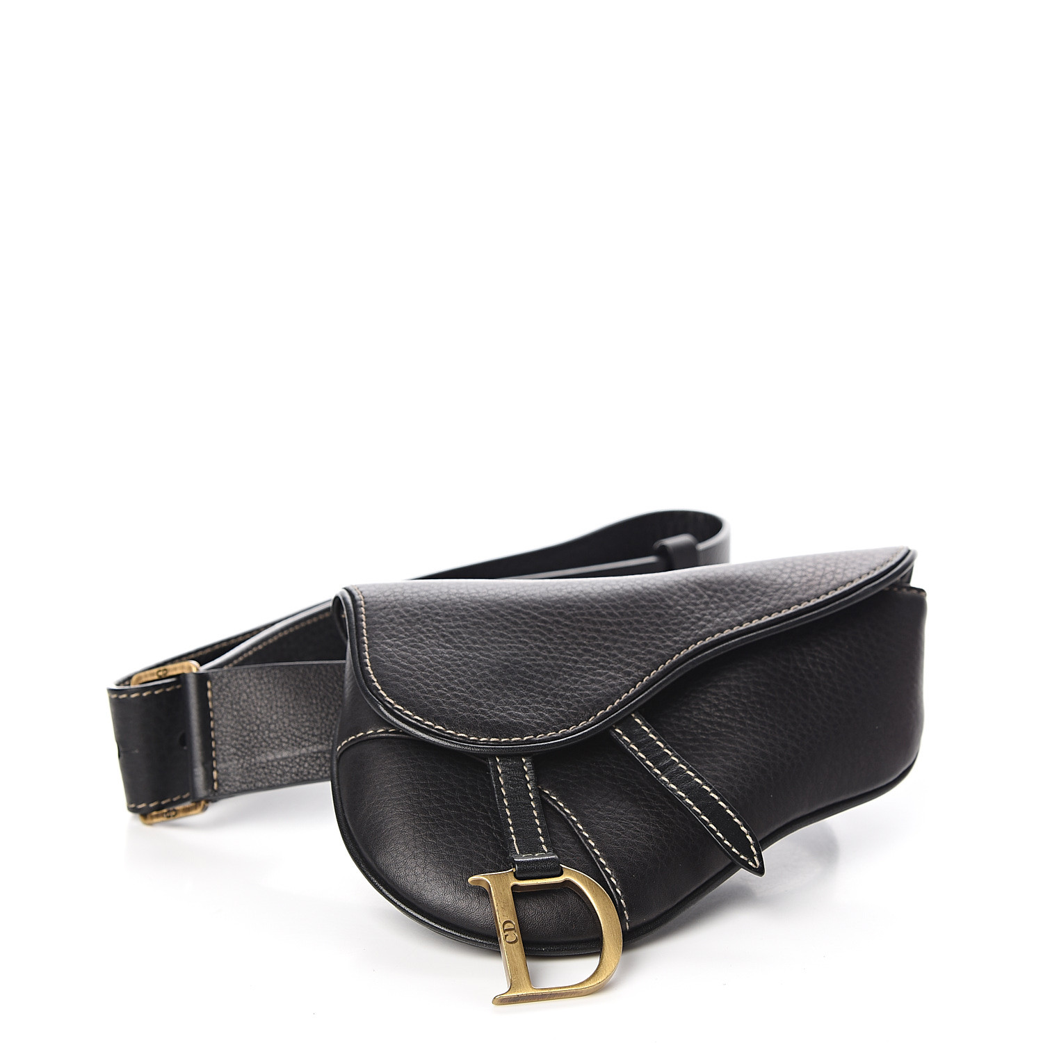 saddle bag black grained calfskin