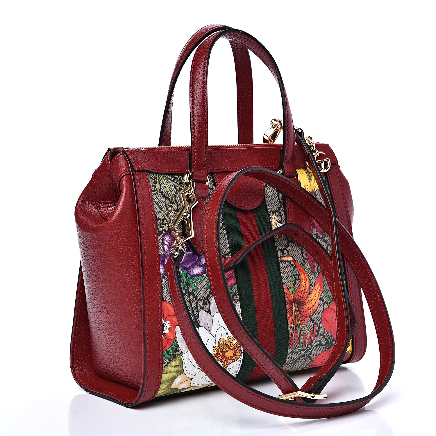 gucci ophidia gg flora mini bag in red