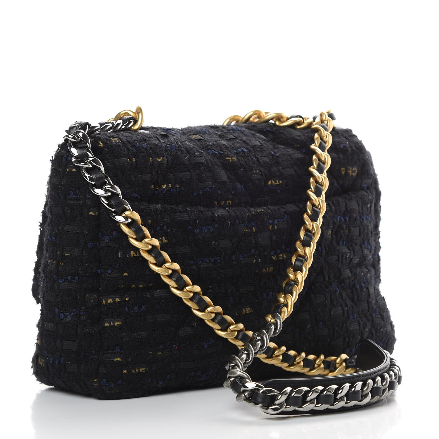 chanel 19 tweed black