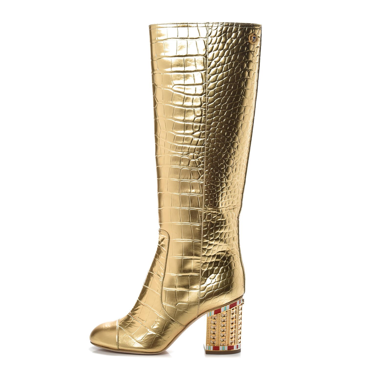 gold croc boots