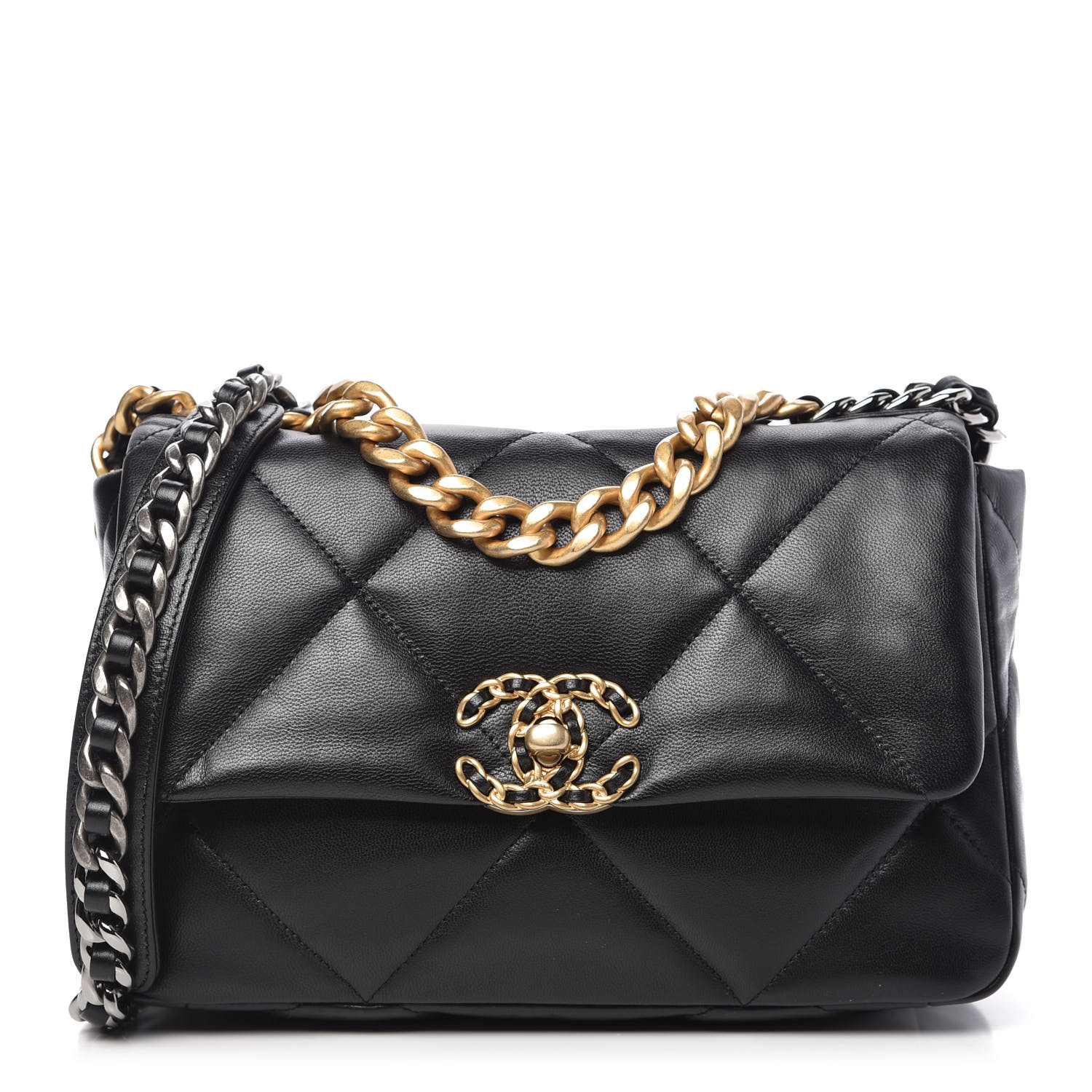 goatskin quilted medium chanel 19 flap black