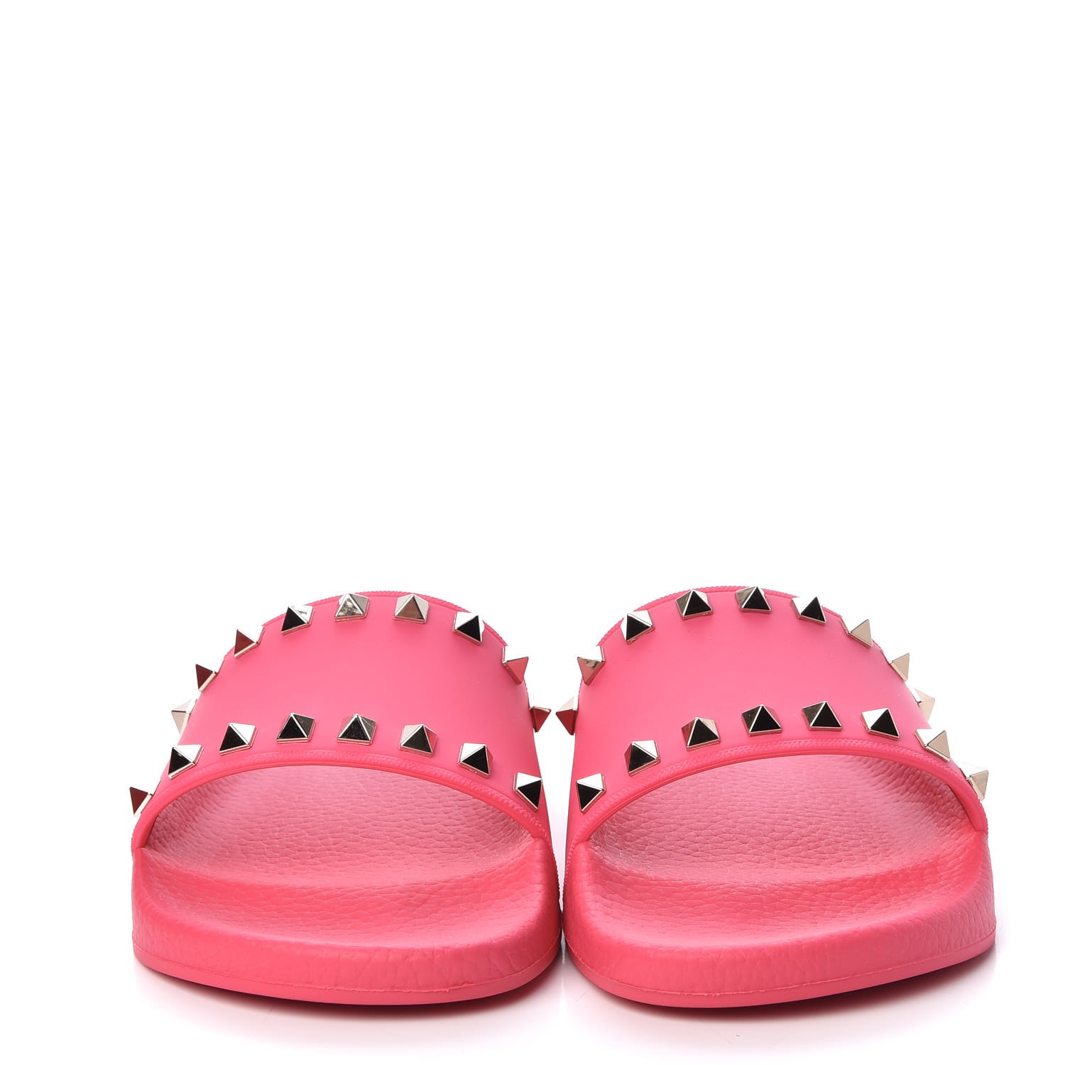 VALENTINO Rubber Rockstud Slide Sandals 37 Shadow Pink 291094