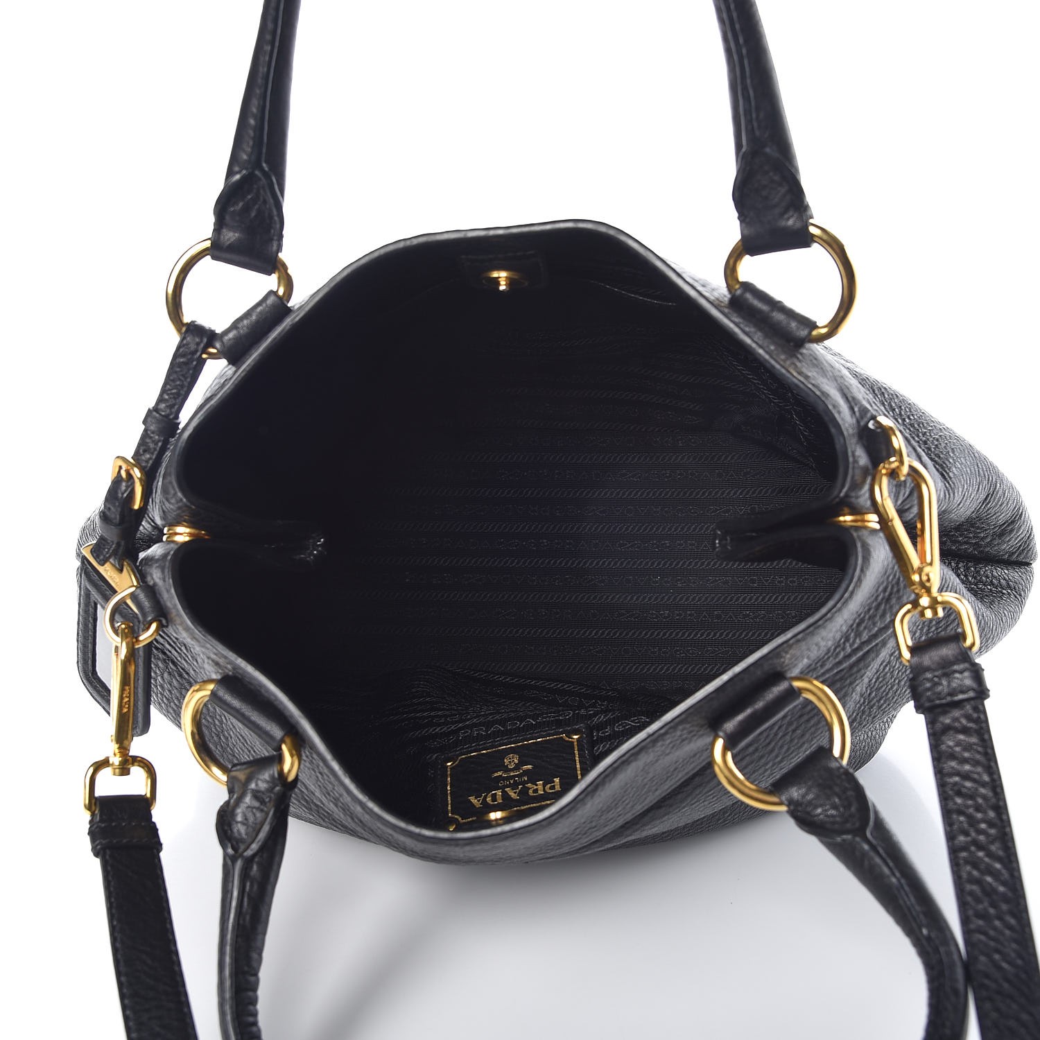 PRADA Vitello Daino Shoulder Bag Black 289514