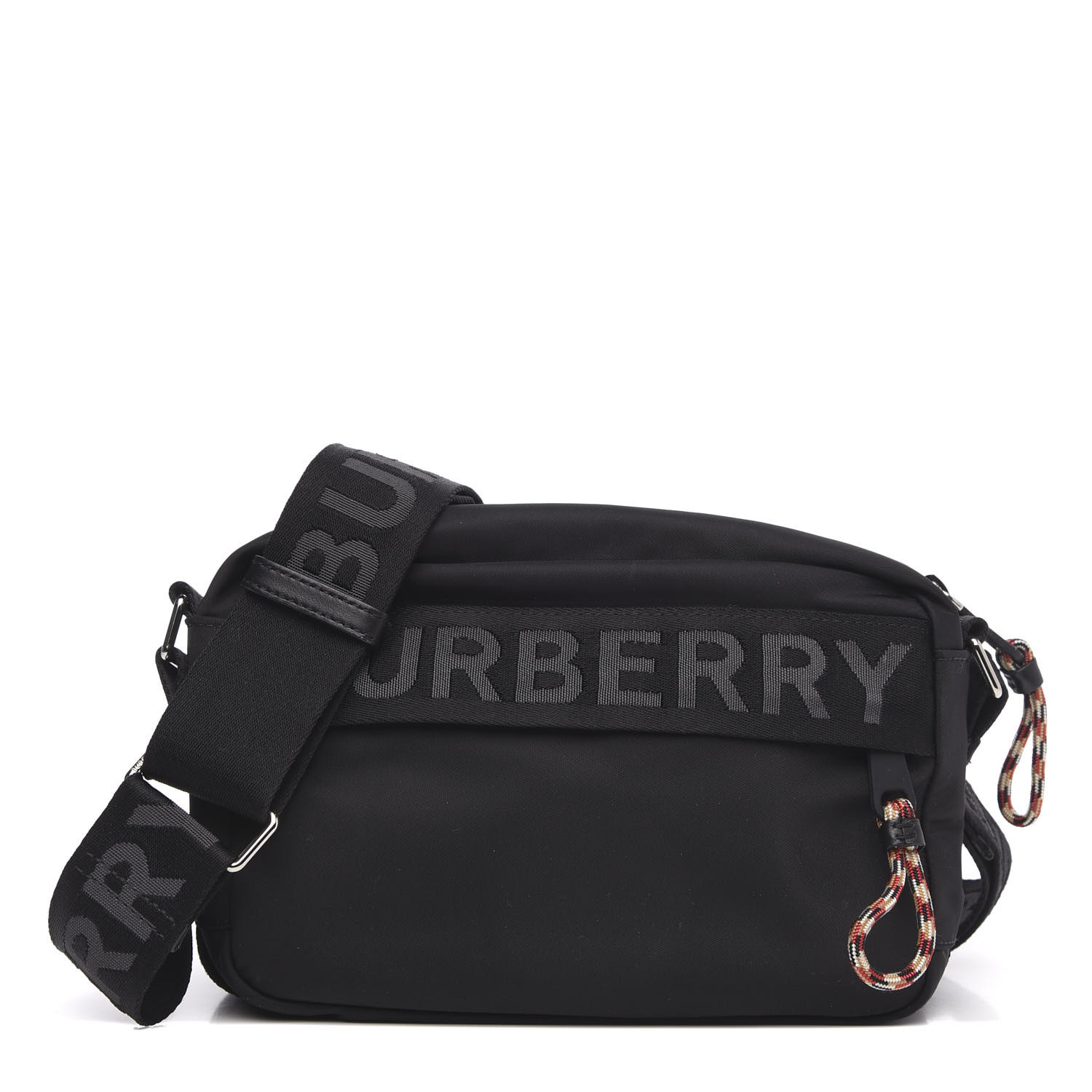 BURBERRY Nylon Logo Detail Crossbody Bag Black 635961 | FASHIONPHILE