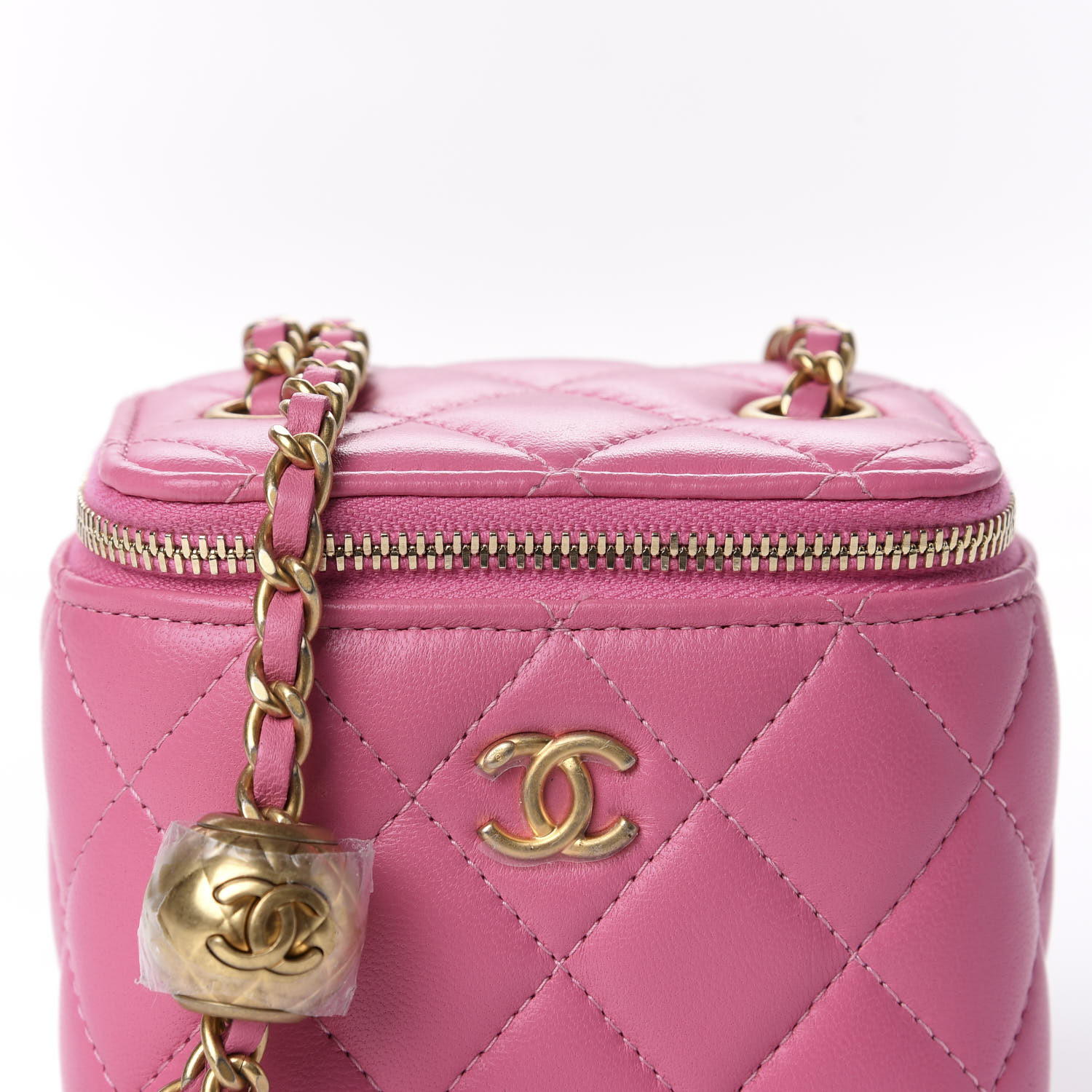 CHANEL Lambskin Quilted Pearl Crush Mini Vanity Case With Chain Pink 614396
