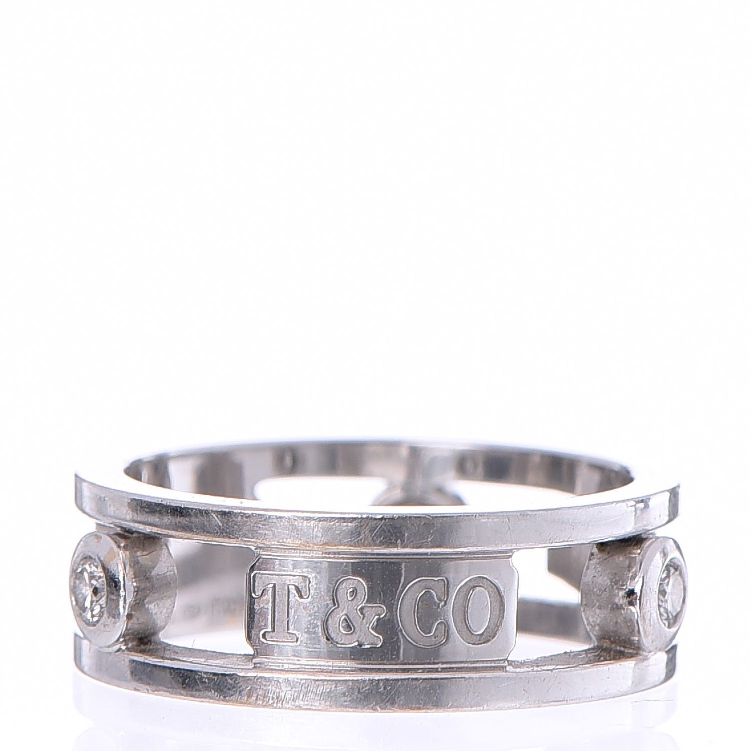 TIFFANY & CO 18K White Gold Diamond 1837 Ring 53 6.25 291238