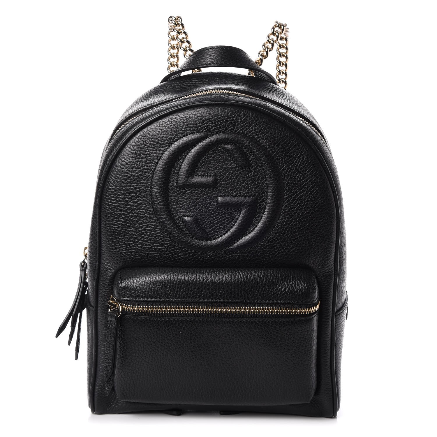 gucci pebbled calfskin soho chain backpack black