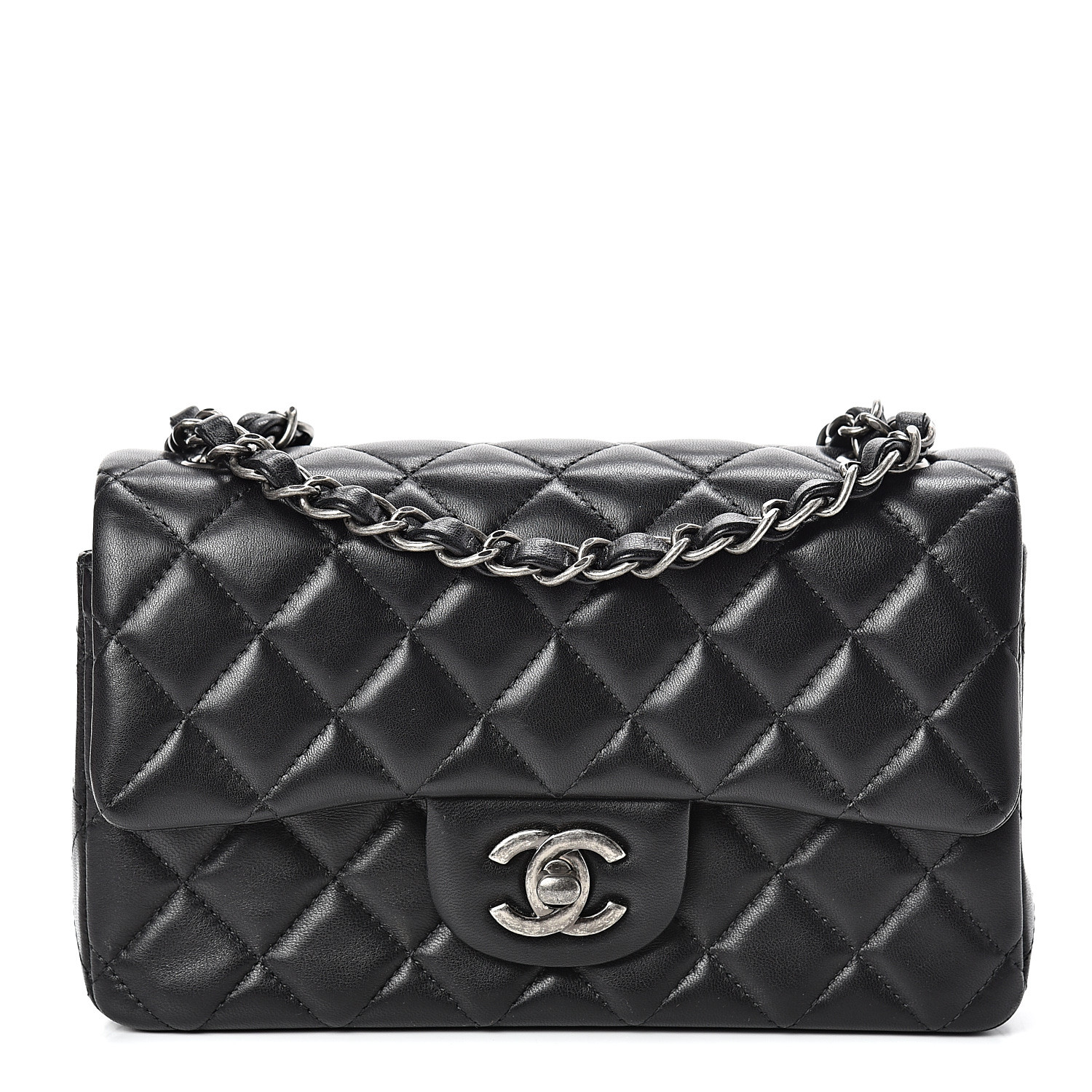 chanel lambskin quilted mini rectangular flap black