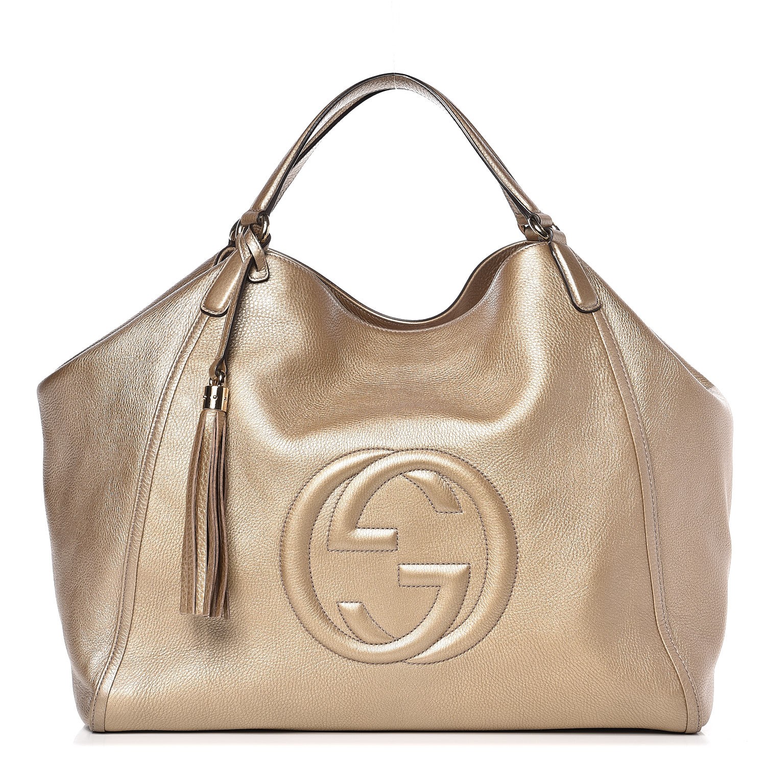 gucci metallic gold logo shoulder bag