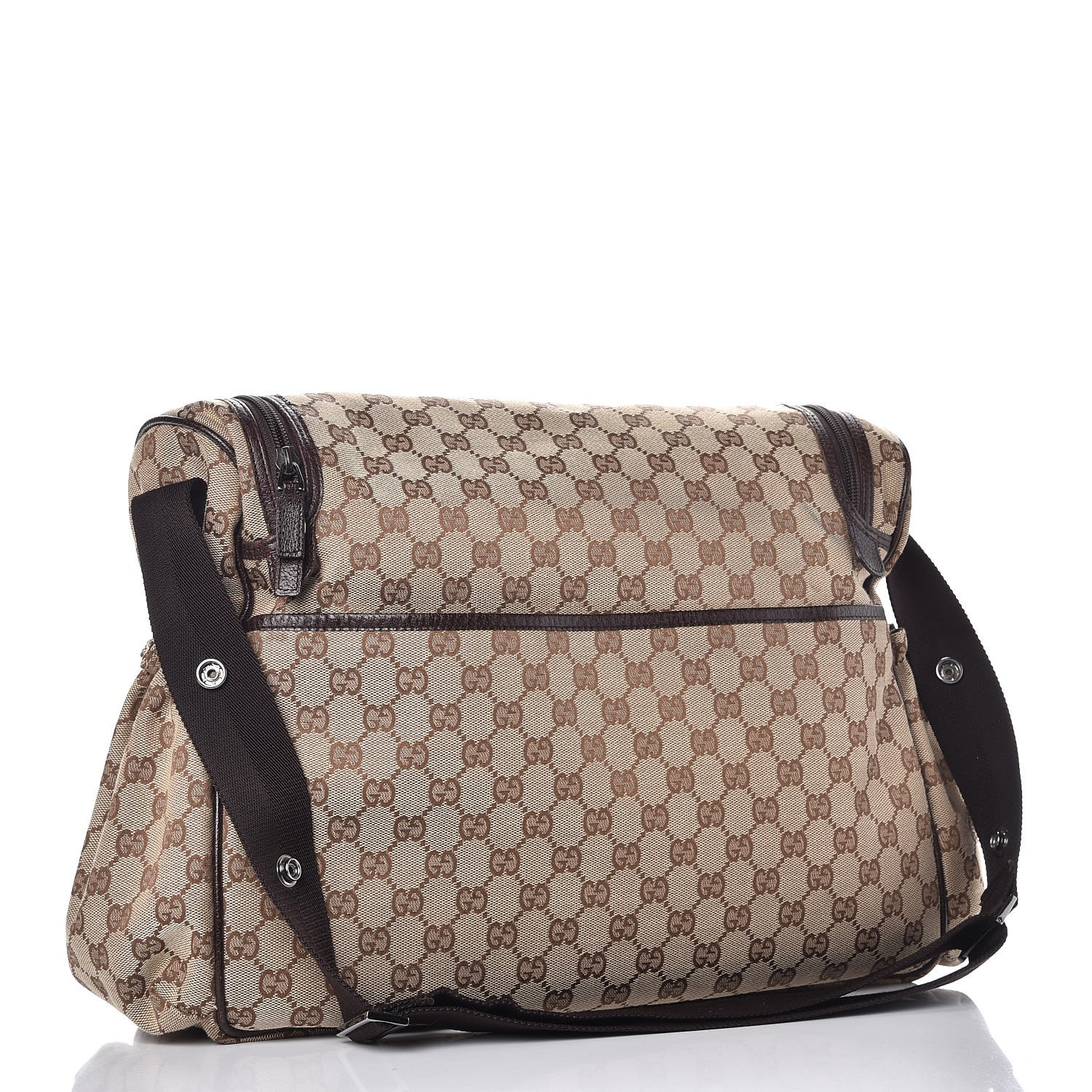 GUCCI Monogram Large Diaper Bag Dark Brown 276720