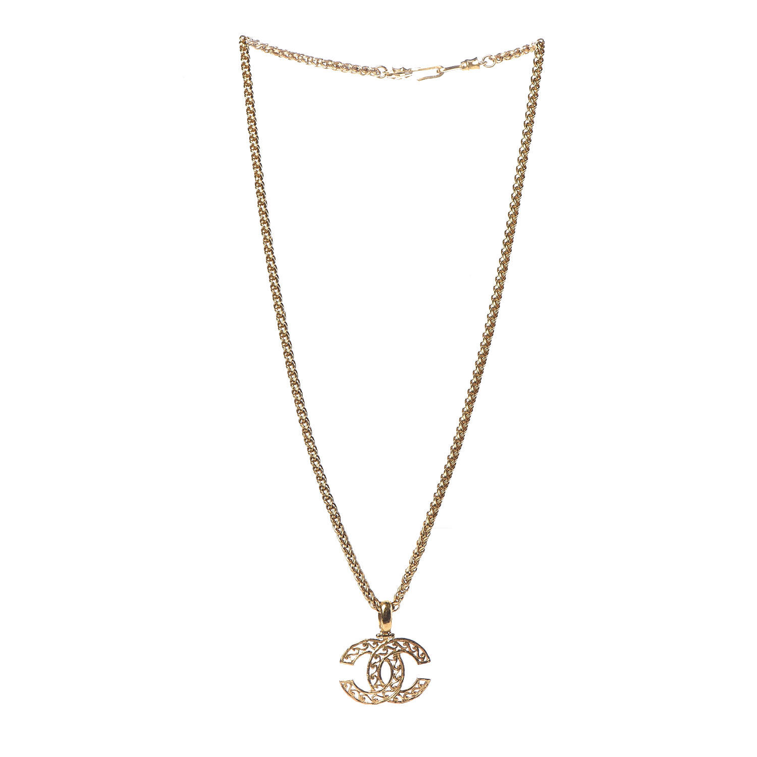 CHANEL CC Pendant Necklace Gold 442792