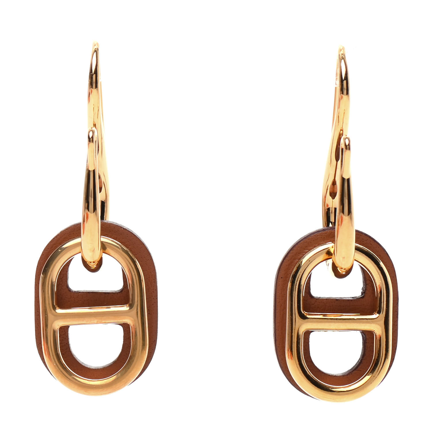 HERMES Swift O'Maillon Earrings Gold 761819 | FASHIONPHILE