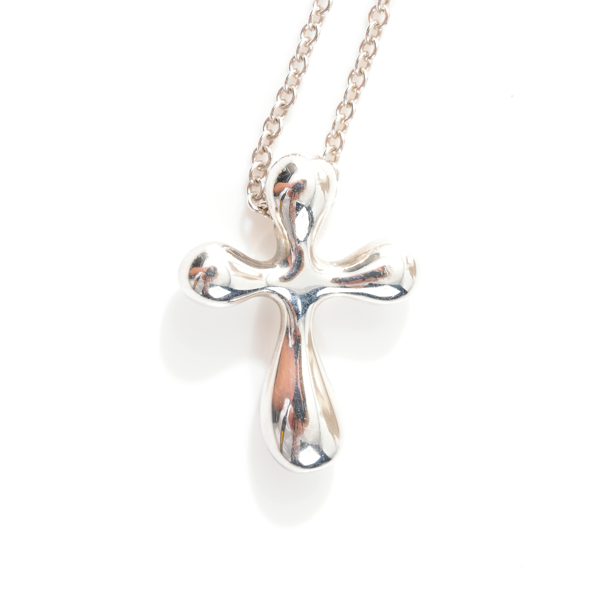 TIFFANY Sterling Silver Elsa Peretti Cross Pendant Necklace 42204