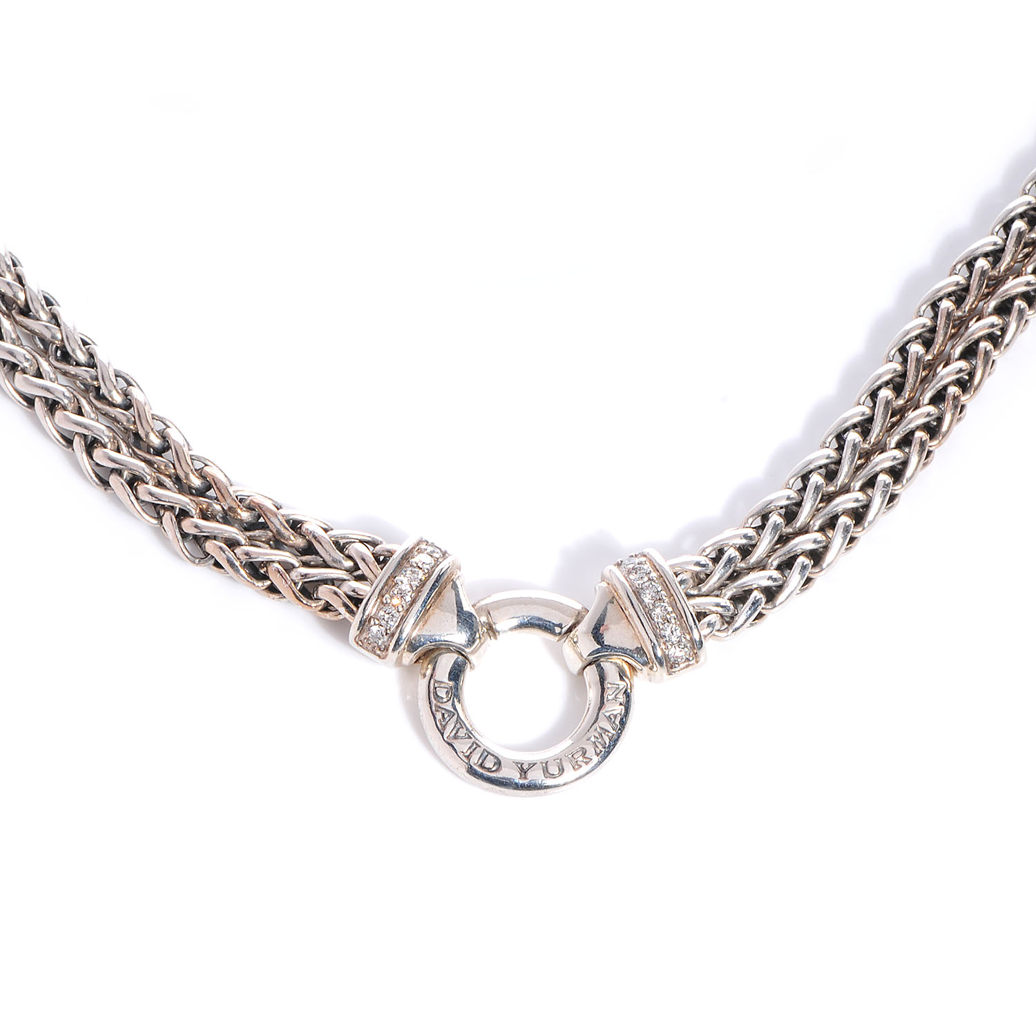 DAVID YURMAN Sterling Silver Pave Diamond Double Wheat Chain Necklace 70096