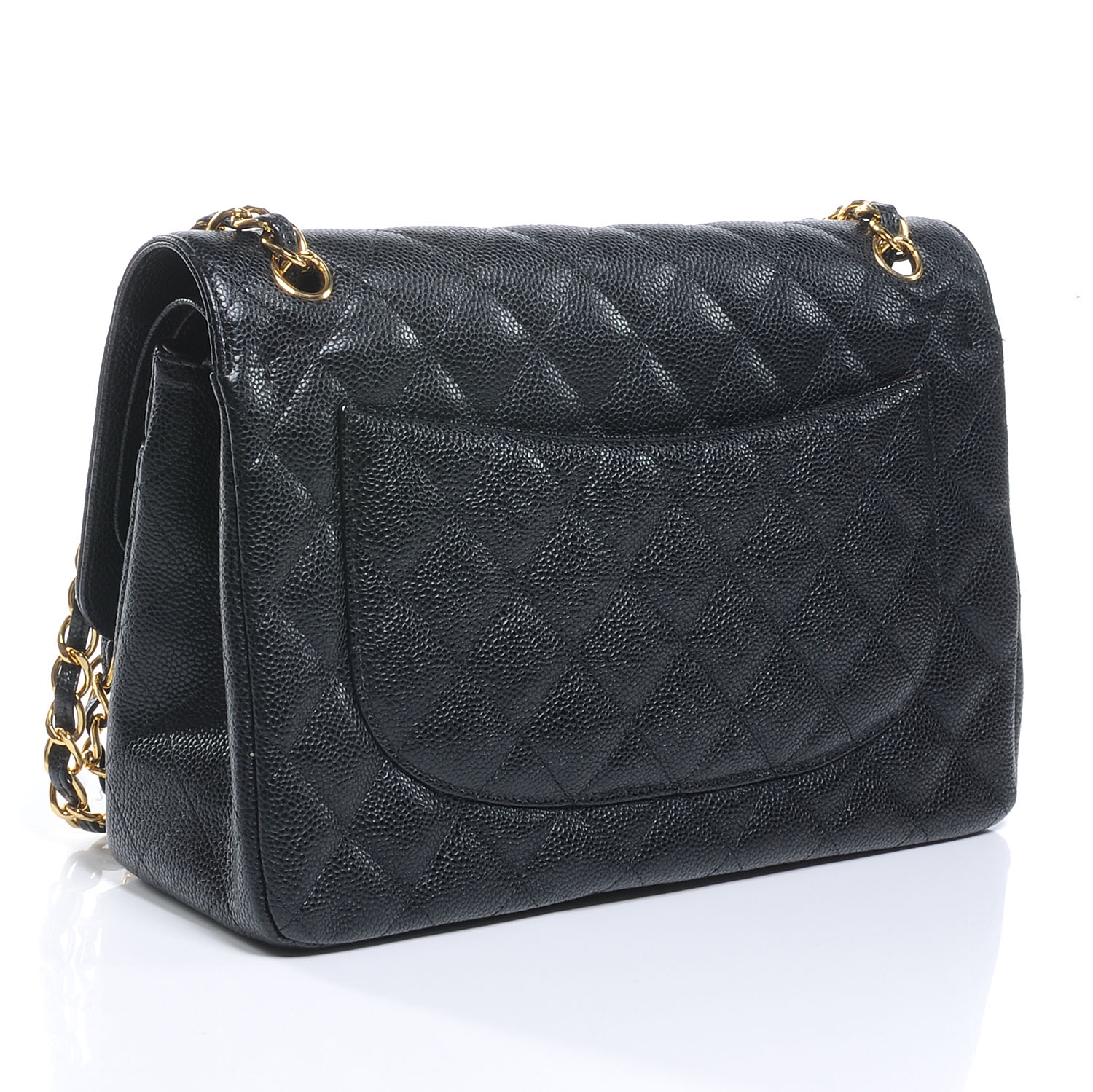 CHANEL Caviar Quilted Jumbo Double Flap Black 50779
