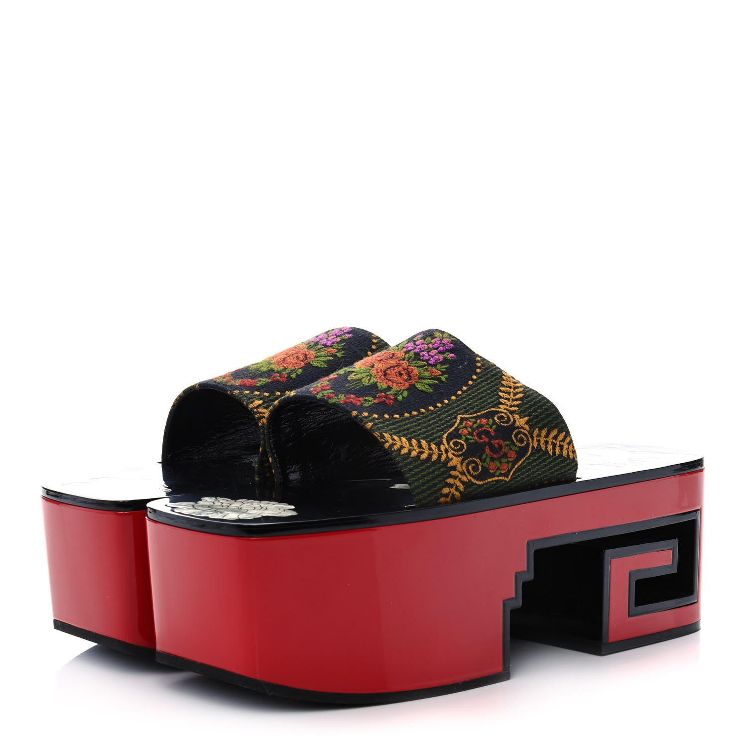 gg roses platform slide sandal