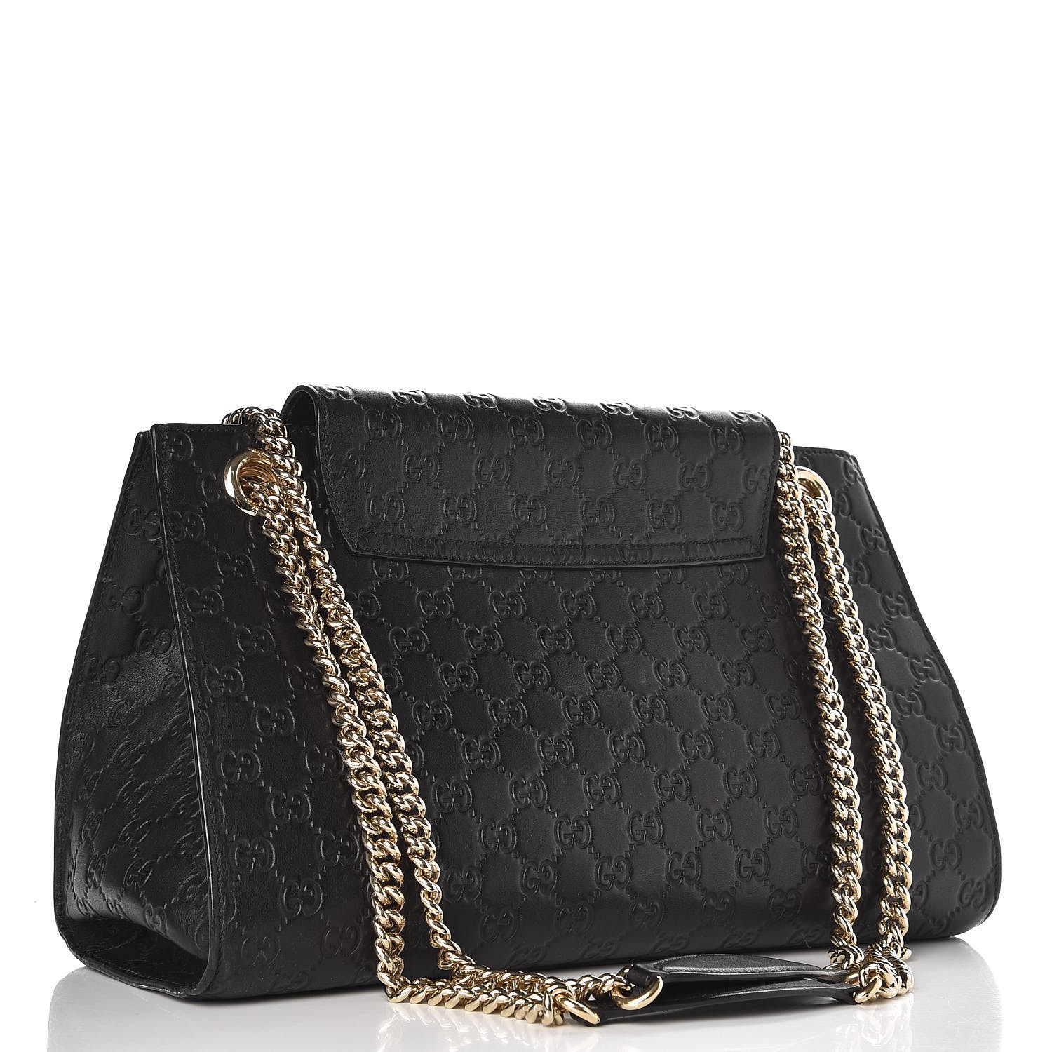 GUCCI Guccissima Large Emily Chain Shoulder Bag Black 255675