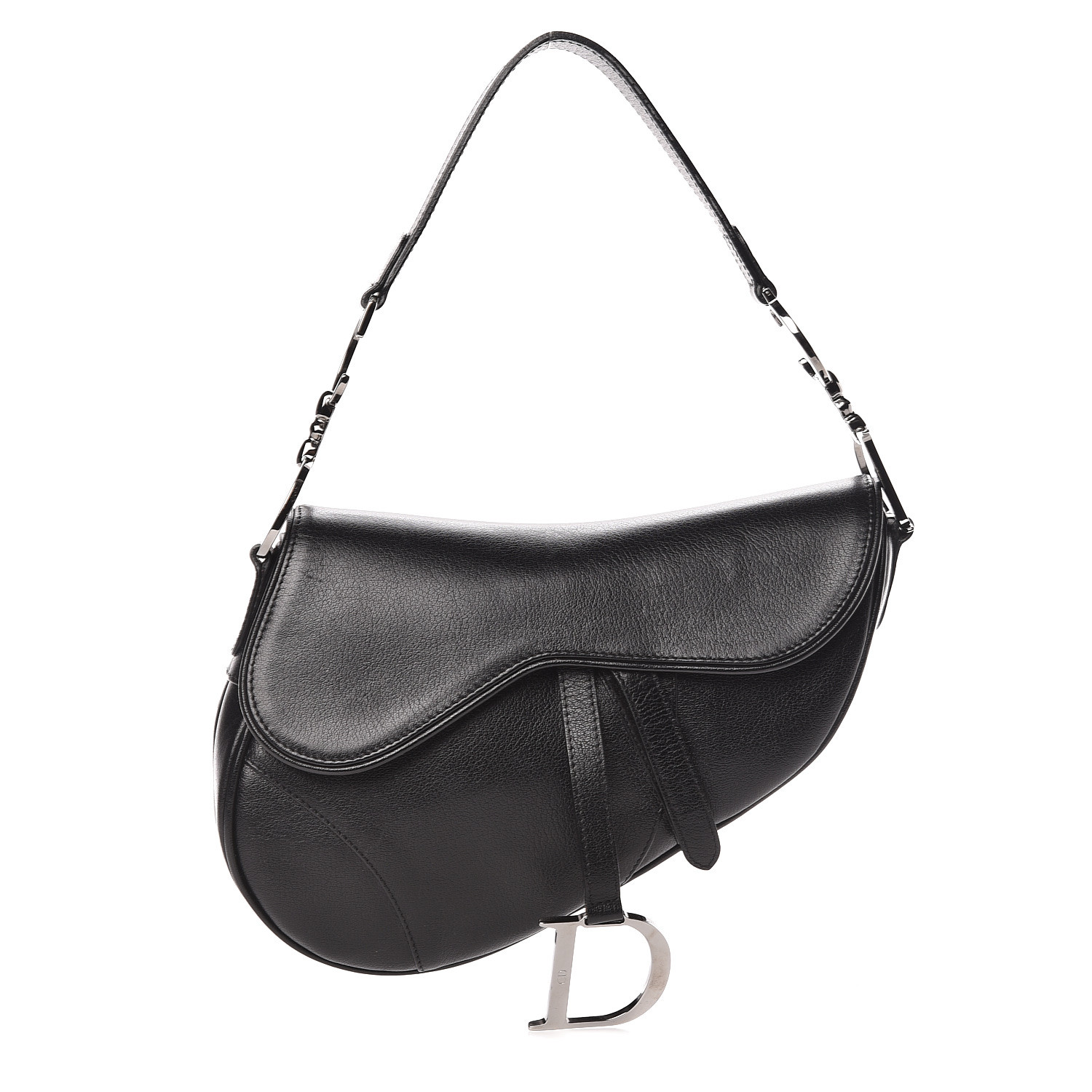 dior black calfskin saddle bag